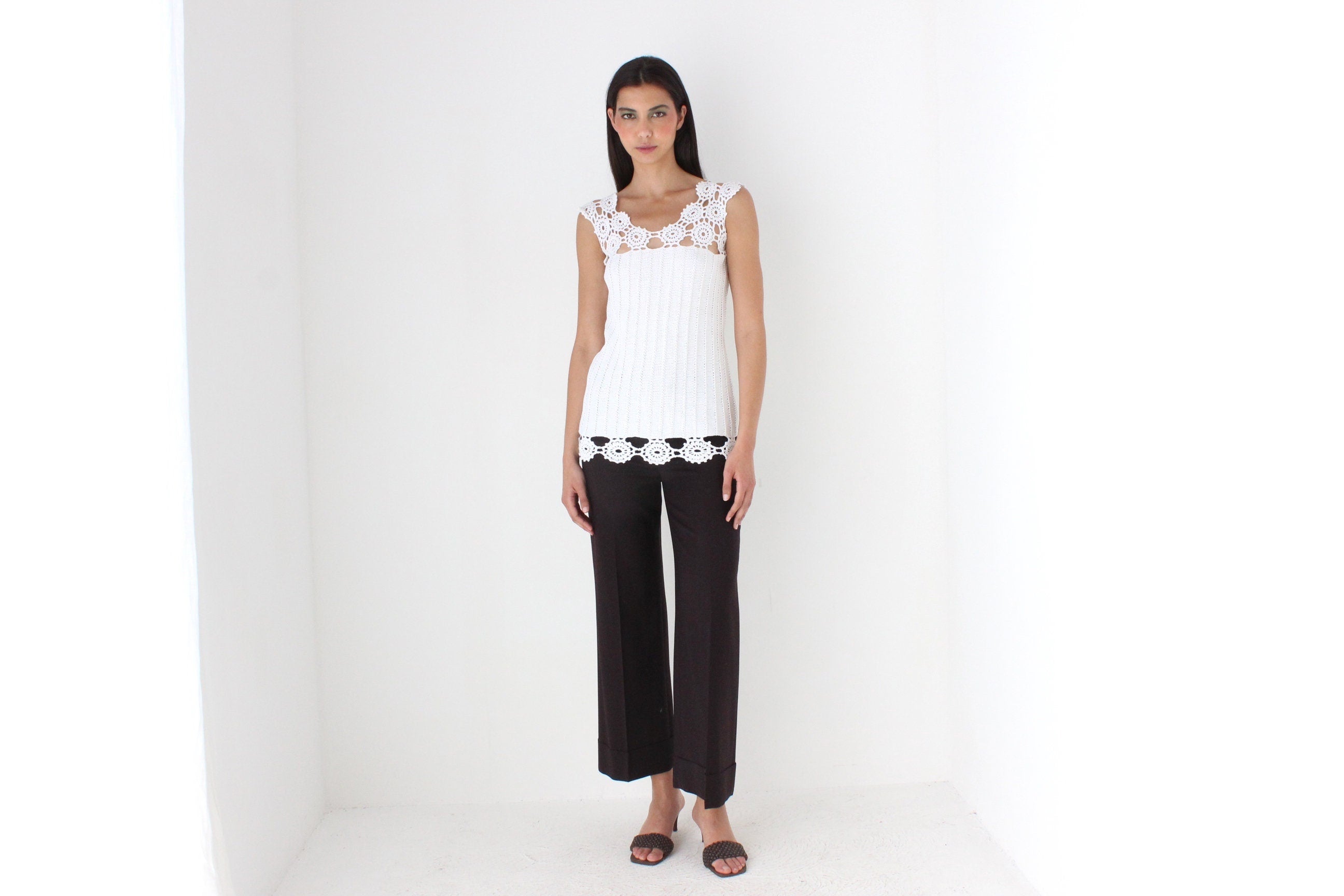 Elevated Vintage 90s Cotton Crochet Knit Top