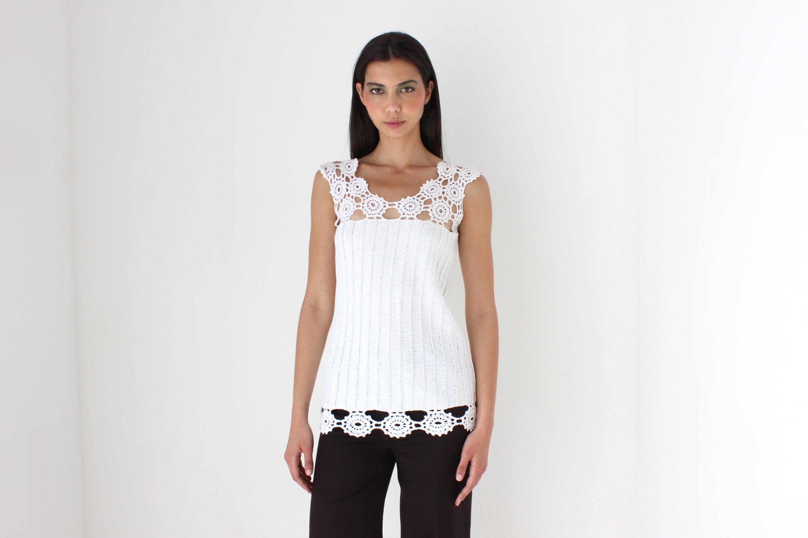 Elevated Vintage 90s Cotton Crochet Knit Top