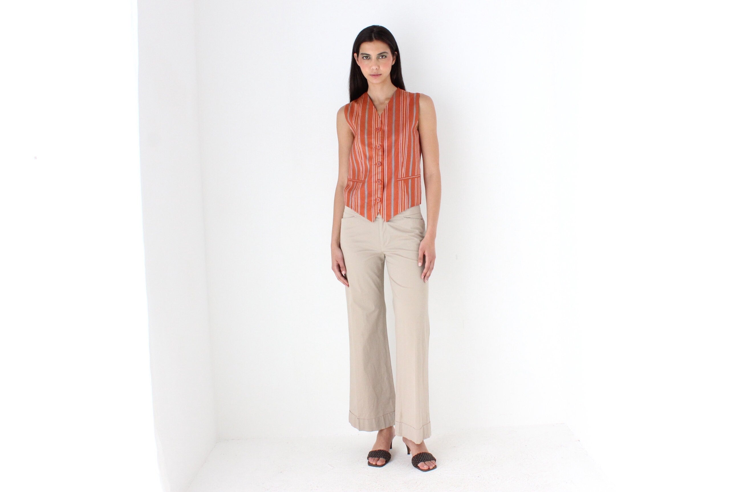 2000s Prada Sport Neutral Beige Low Rise Wide Leg Trousers