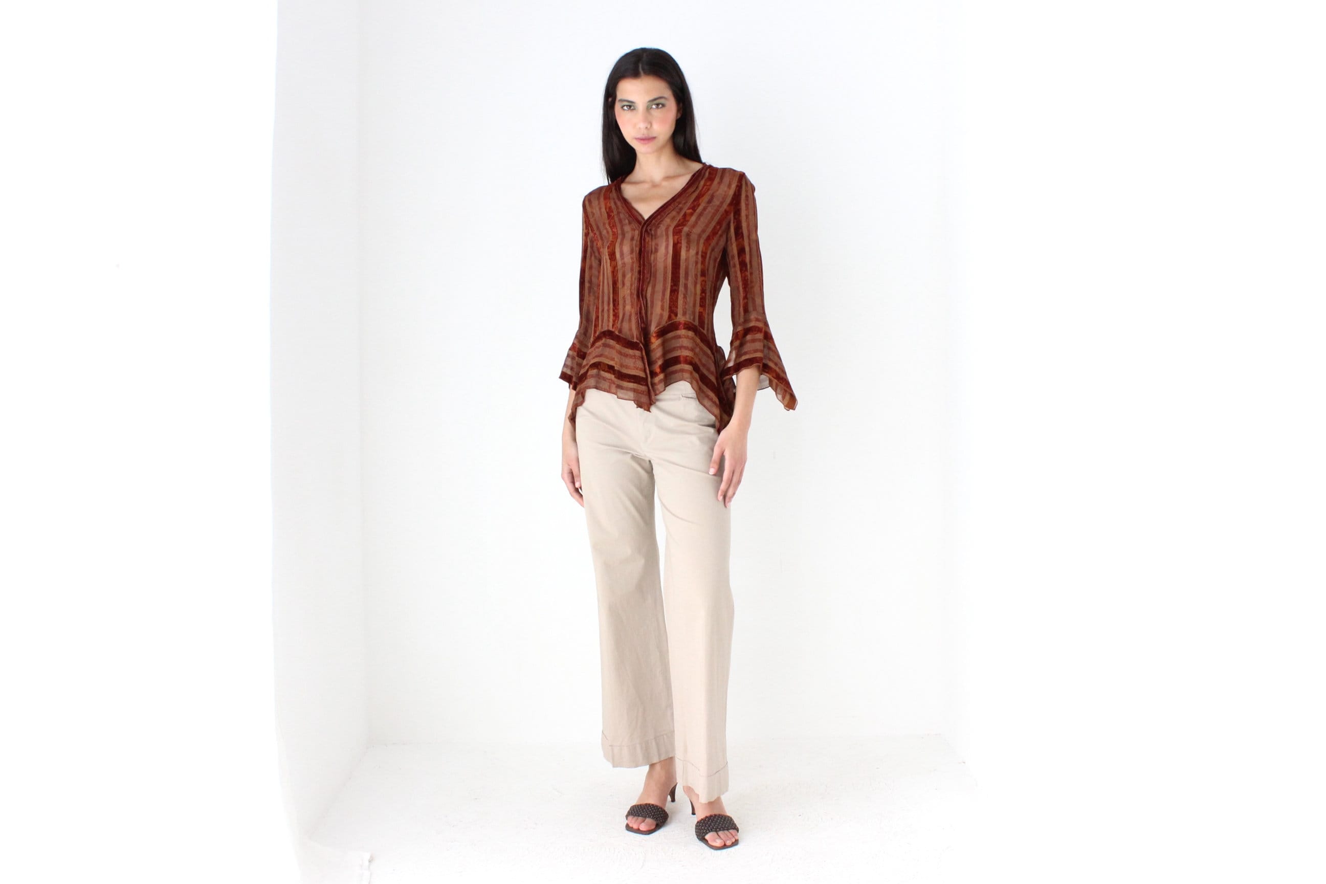 90s Witchy Gauze Whimsigoth Flare Sleeve Loose Top