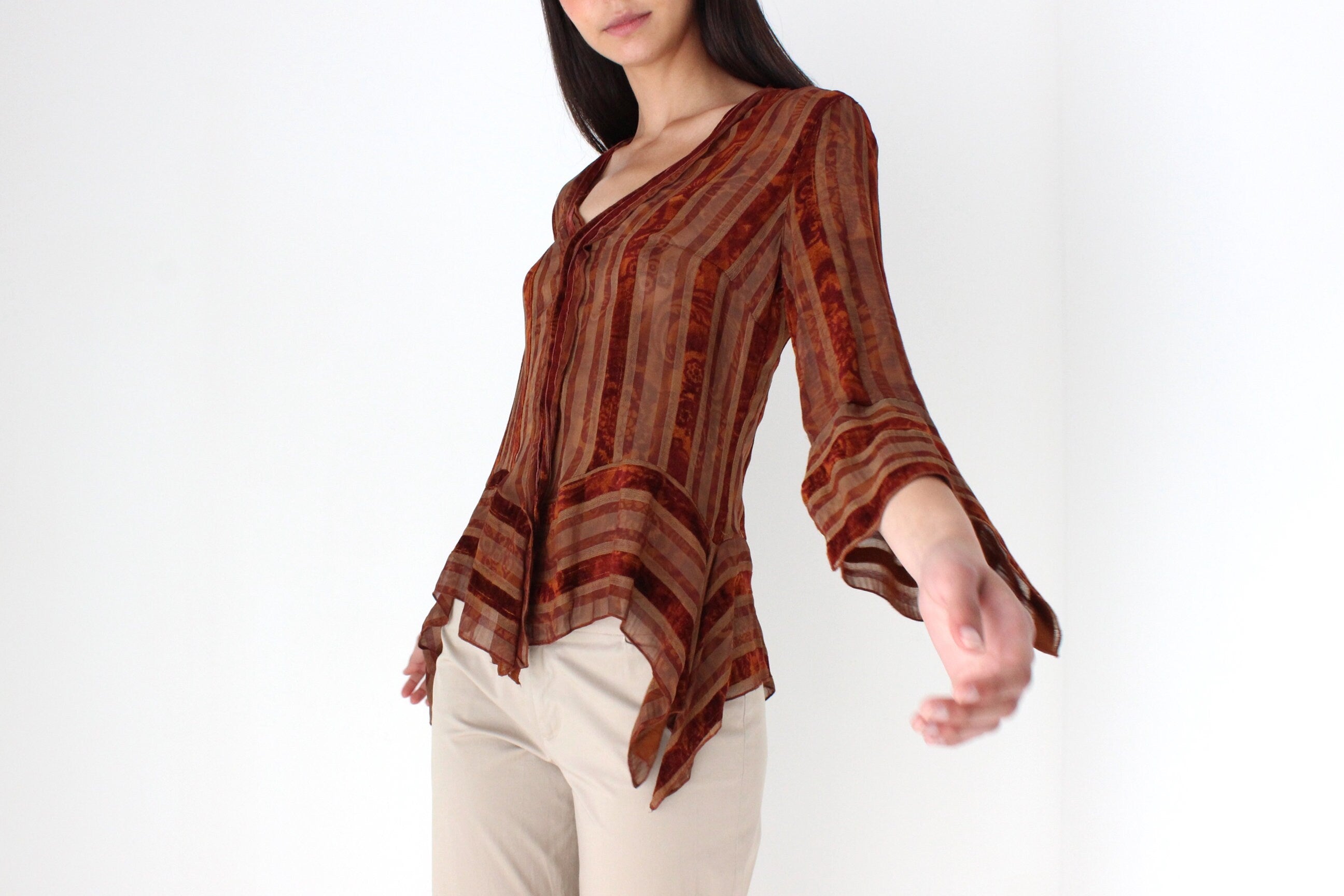 90s Witchy Gauze Whimsigoth Flare Sleeve Loose Top