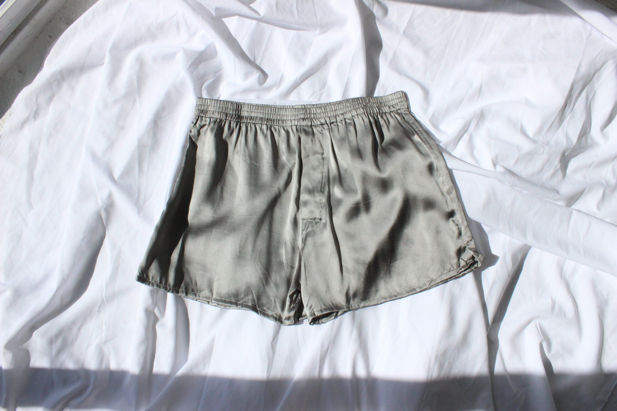 Vintage 80s PURE SILK Luxury Boxer Shorts in Grey