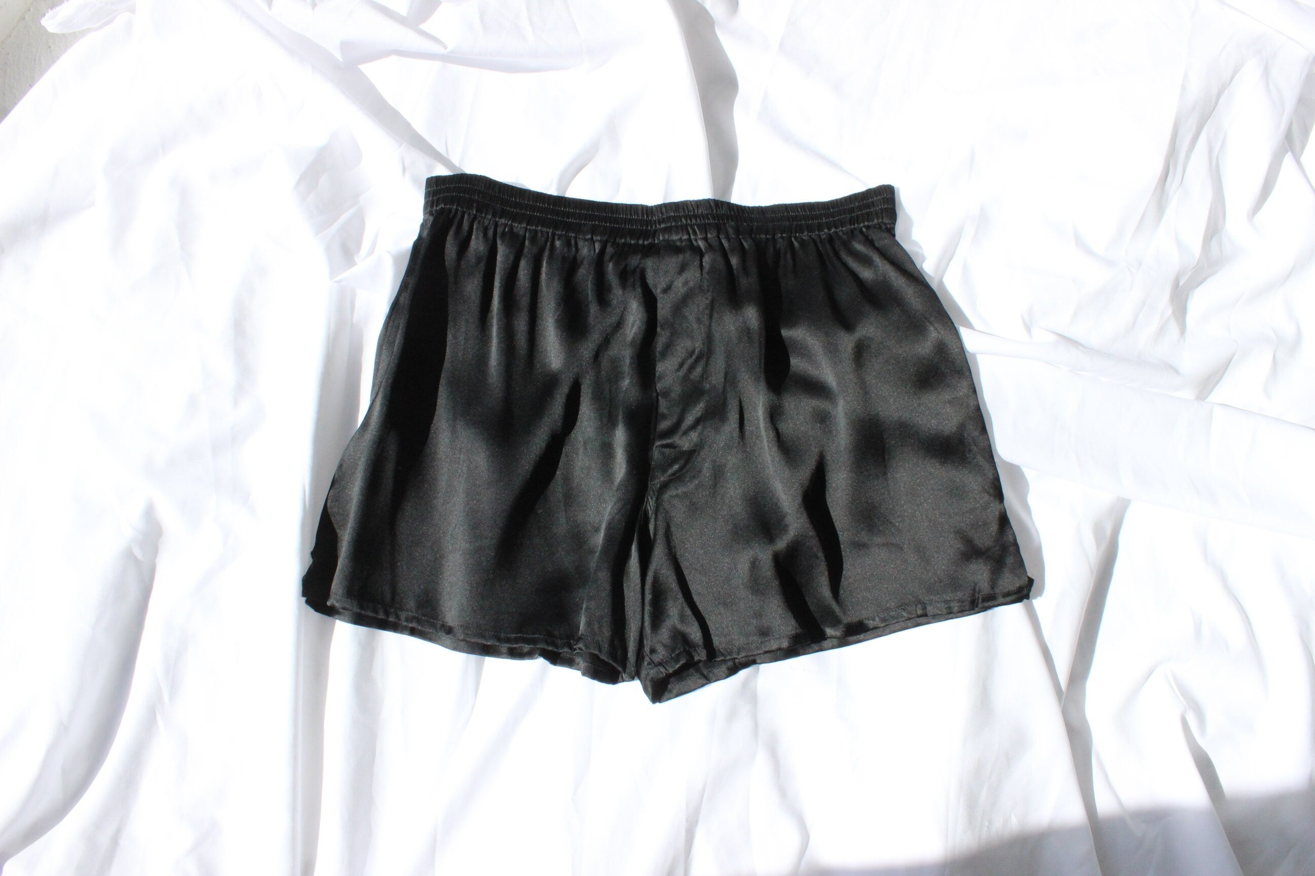 Vintage 80s PURE SILK Luxury Boxer Shorts in Black