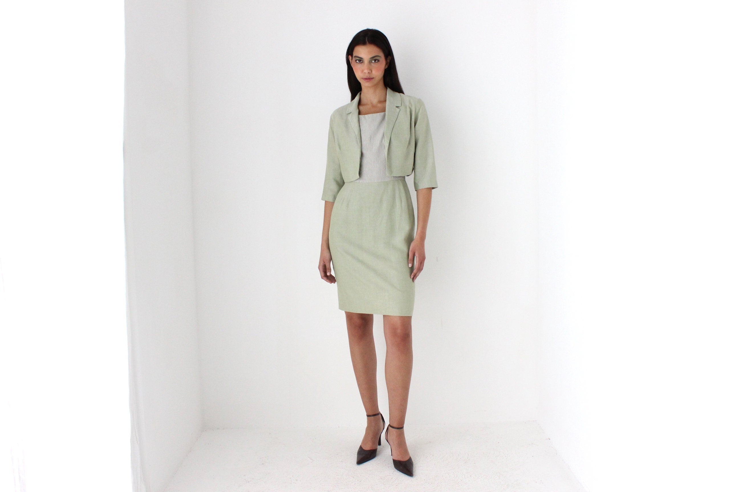 50s Cotton Two Piece Matching Set - Dress & Bolero