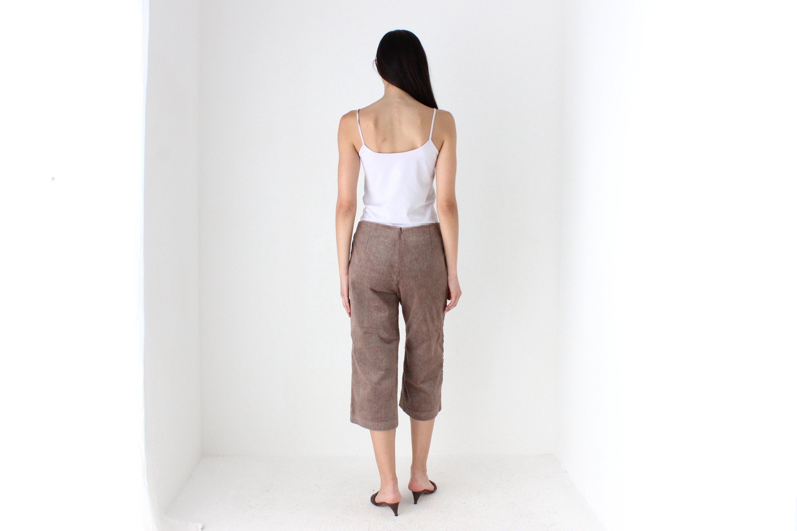 Y2K Corduroy Cropped Knee Length Shorts