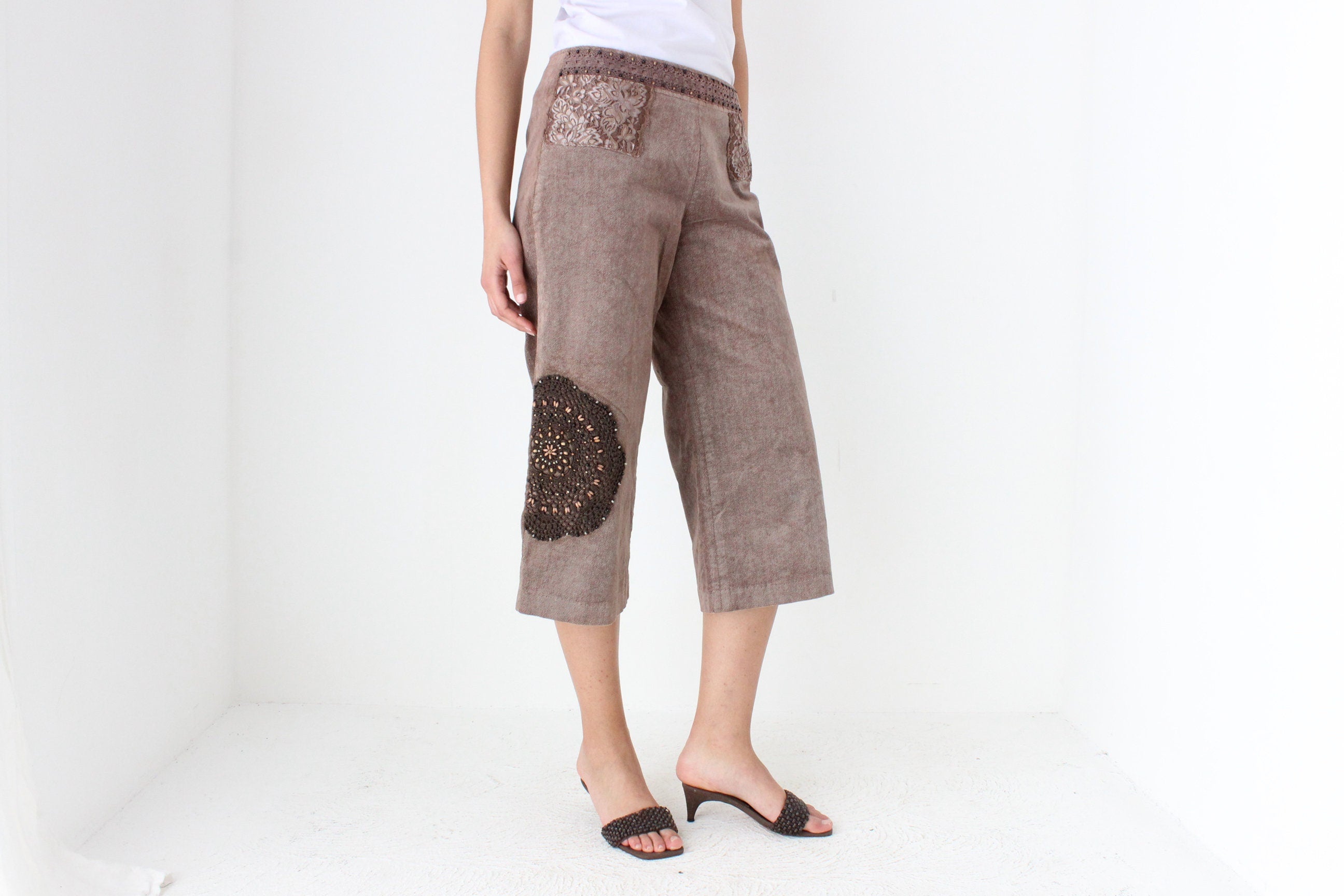 Y2K Corduroy Cropped Knee Length Shorts