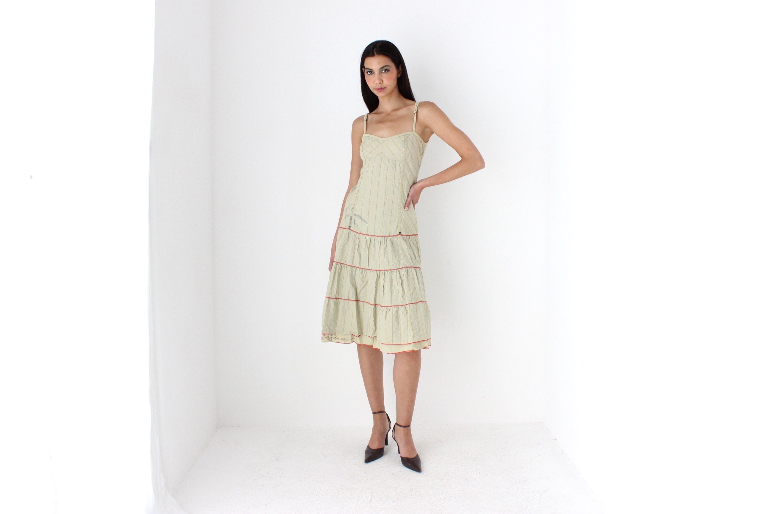 Y2K Cop Copine Drop Waist Cotton Cyber Tech Cargo Dress