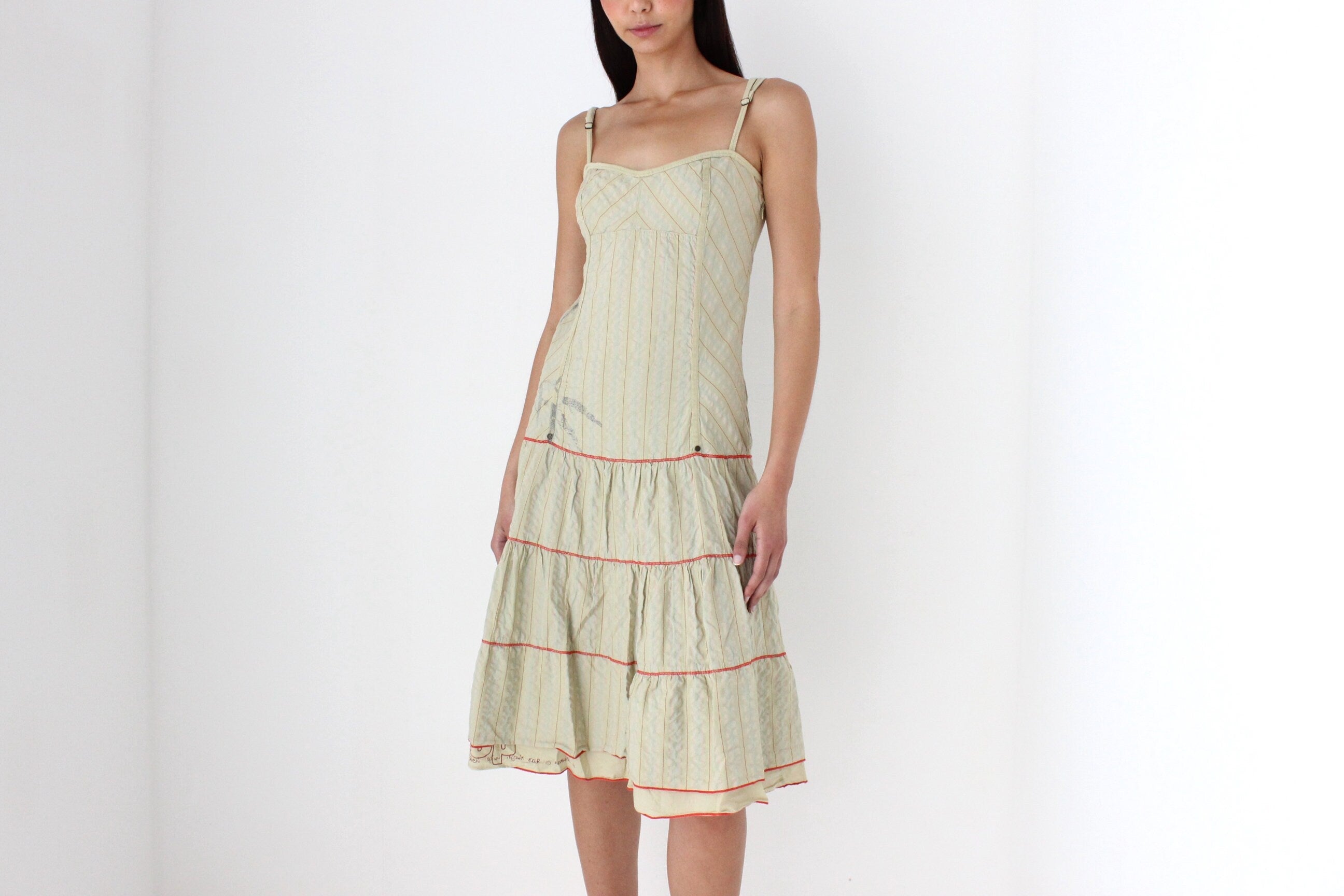 Y2K Cop Copine Drop Waist Cotton Cyber Tech Cargo Dress