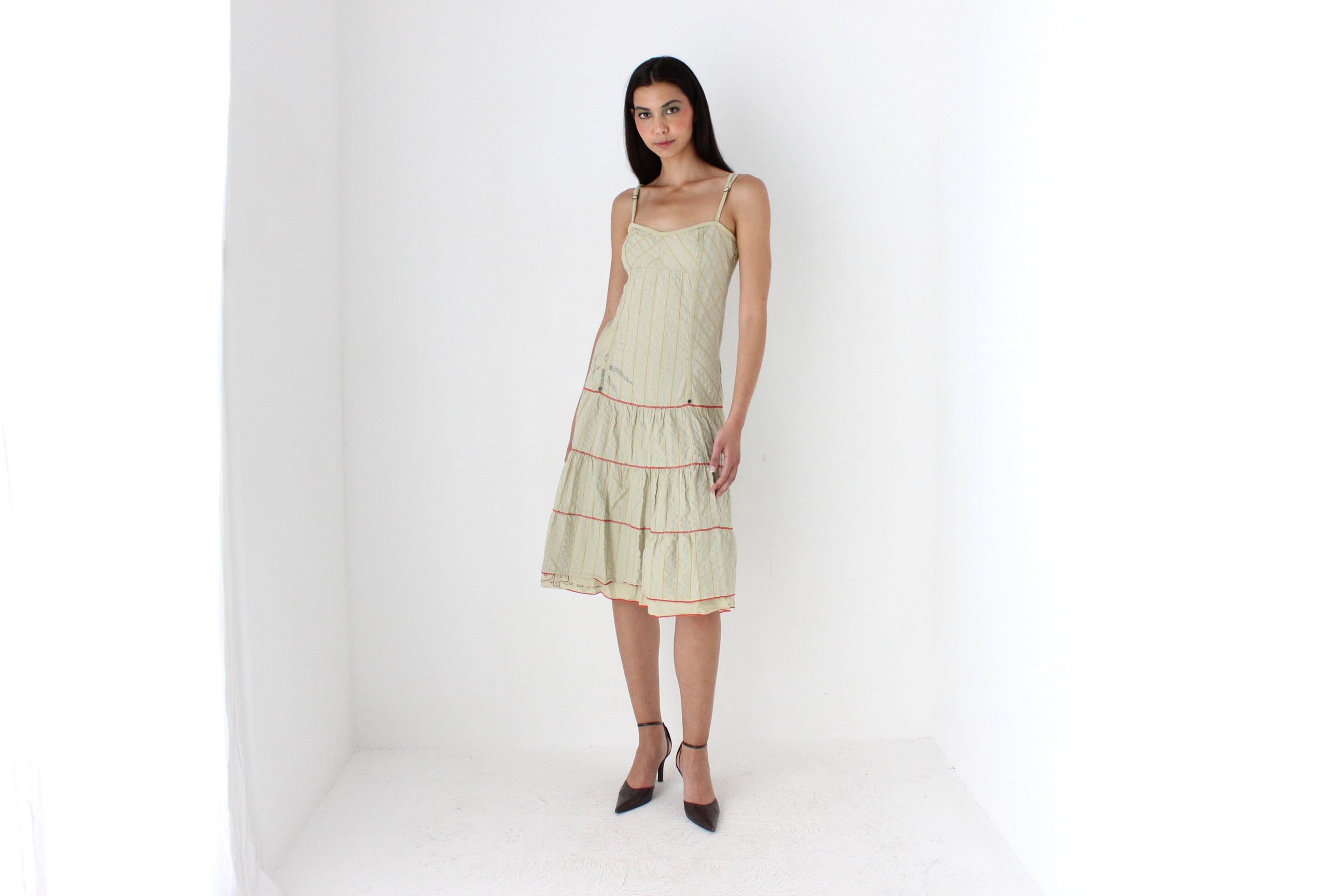 Y2K Cop Copine Drop Waist Cotton Cyber Tech Cargo Dress
