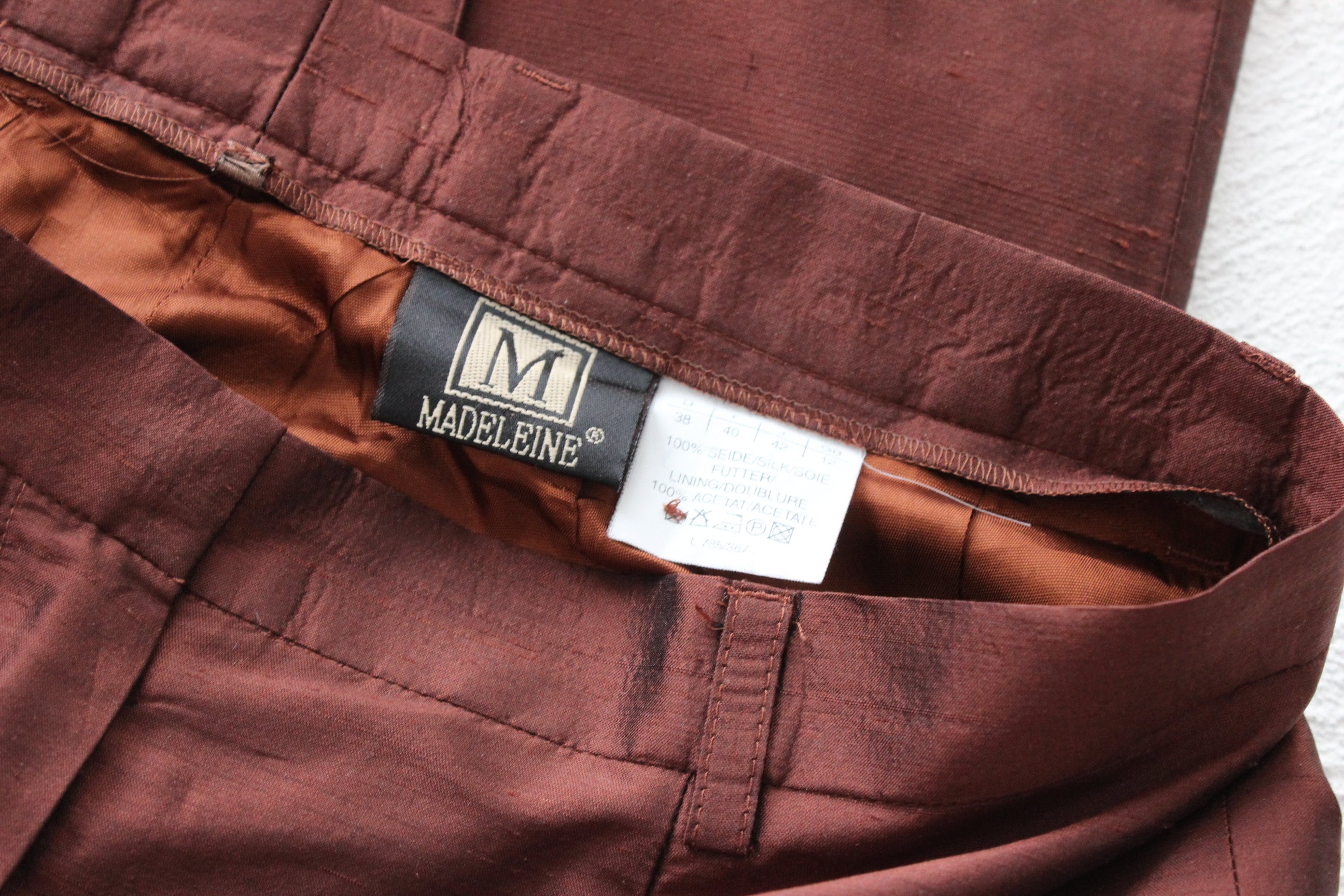 Heavenly 90s Raw Silk Iridescent Chocolate Trouser