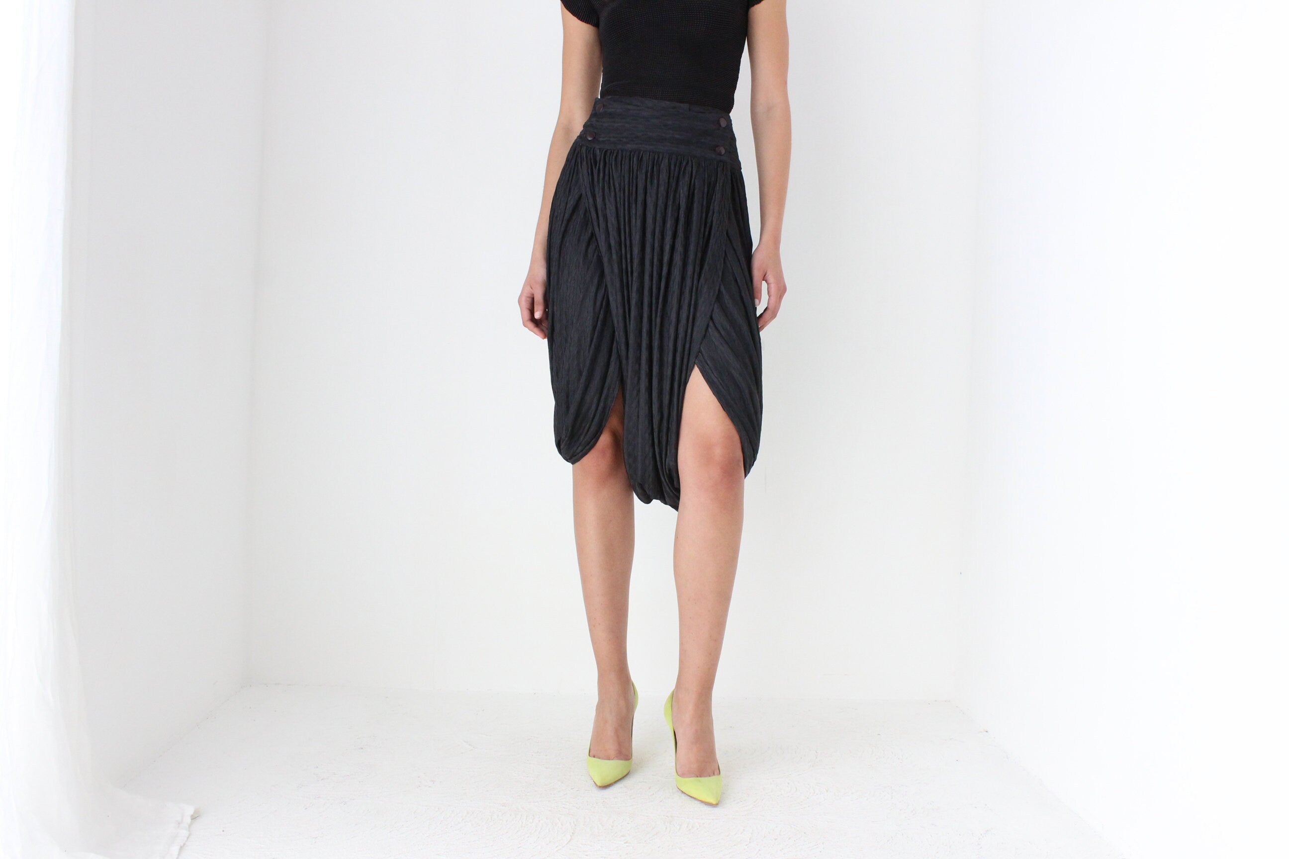 80s Avant Garde Spanish Designer Draped Bubble Pants / Skirt