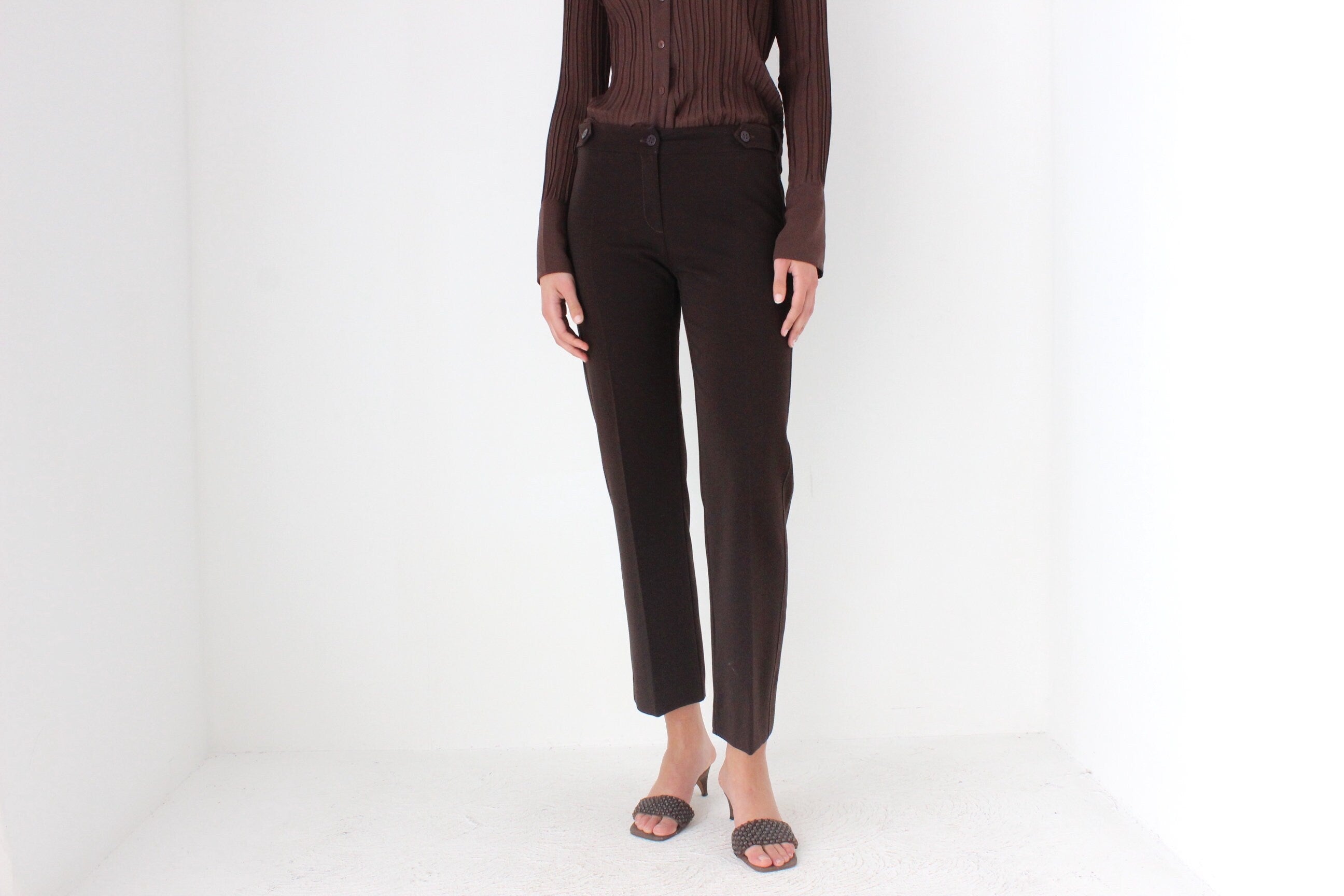 90s Mariella Rosati Minimal Chocolate Trousers - Made in Italy