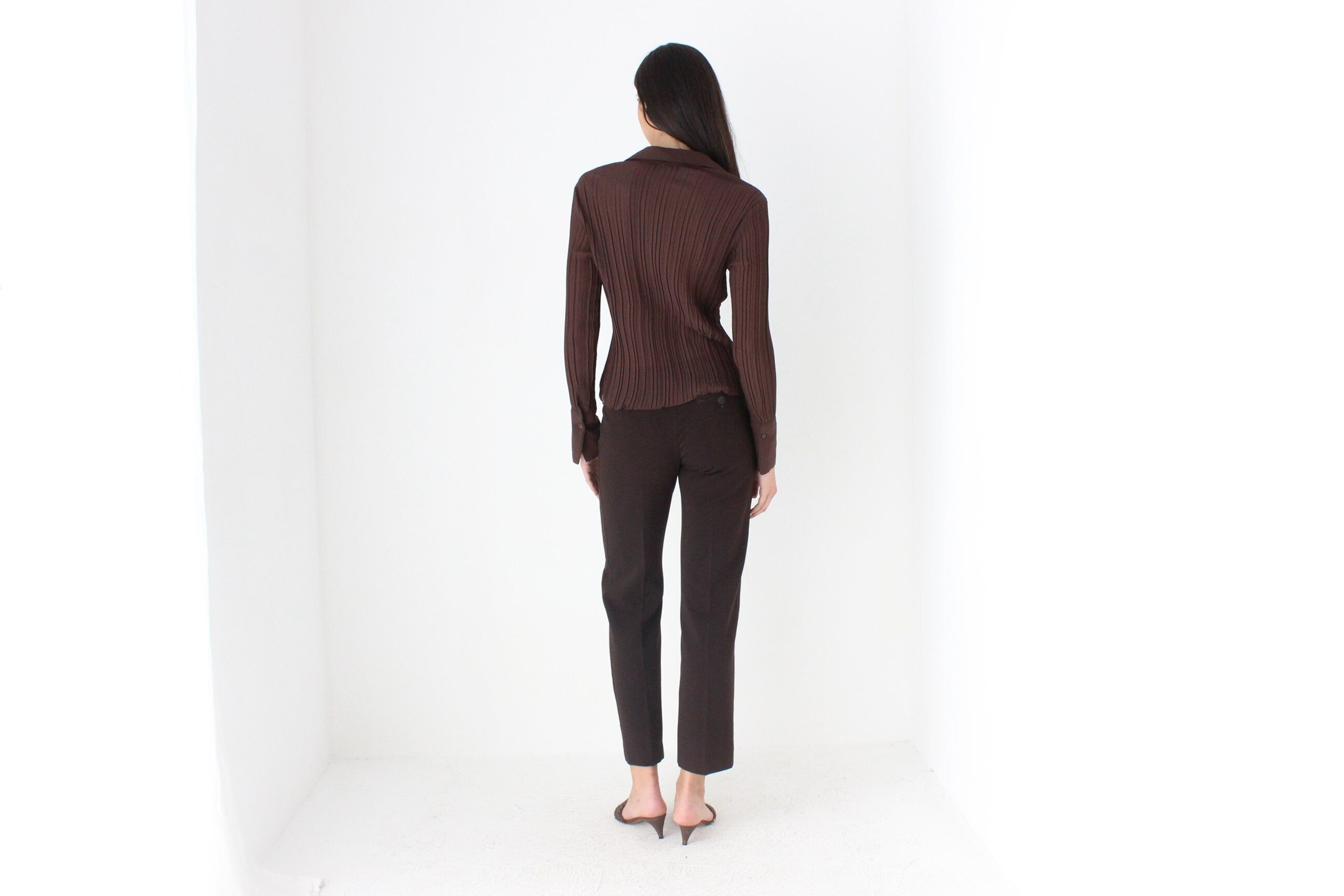 90s Mariella Rosati Minimal Chocolate Trousers - Made in Italy