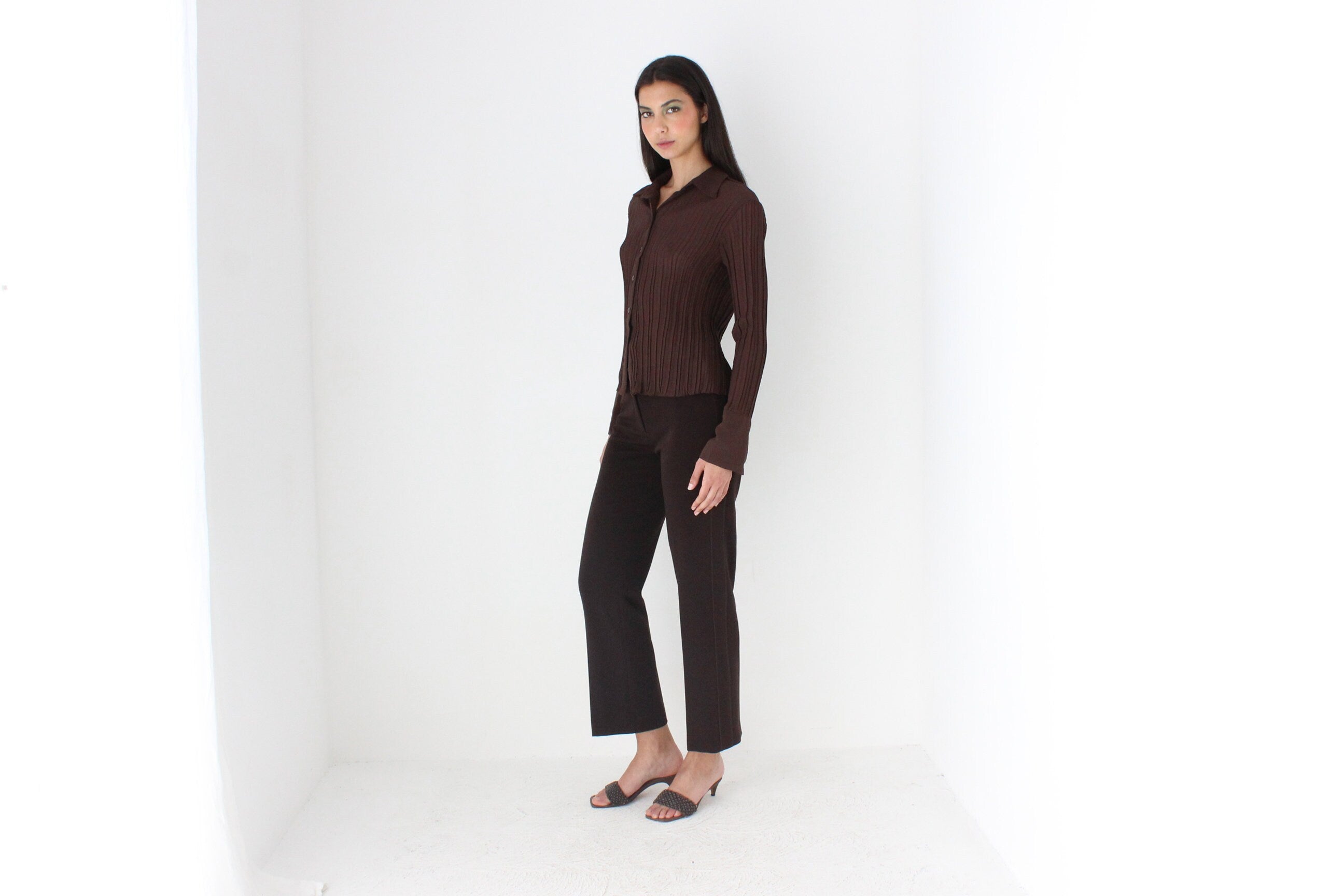 90s Mariella Rosati Minimal Chocolate Trousers - Made in Italy