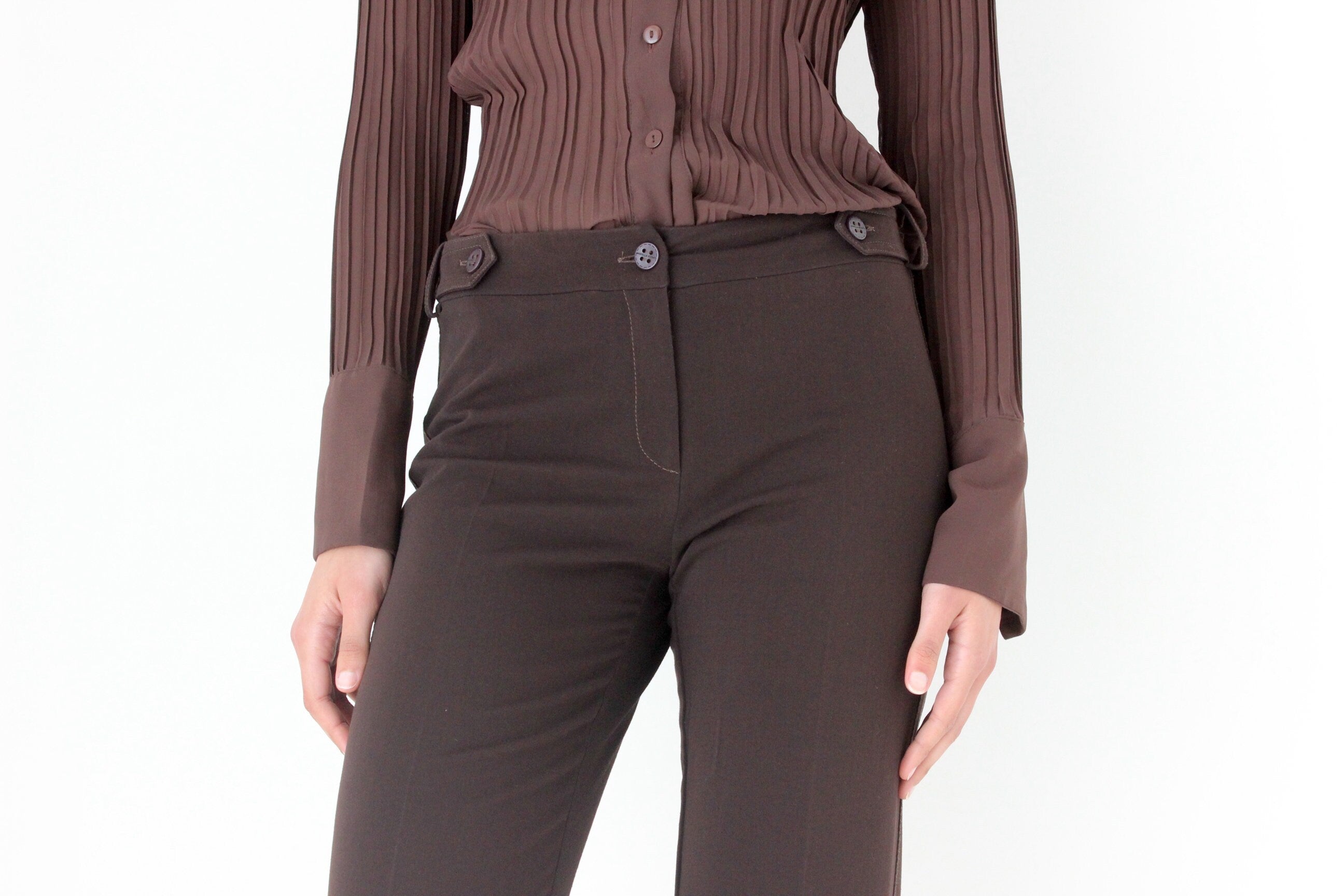 90s Mariella Rosati Minimal Chocolate Trousers - Made in Italy