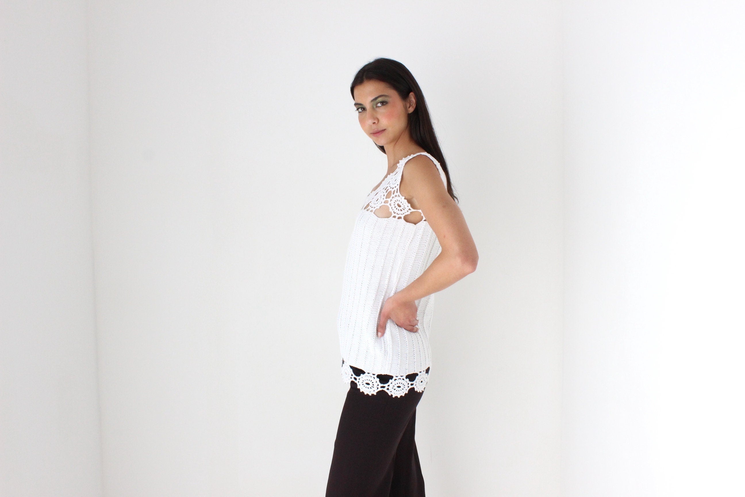 Elevated Vintage 90s Cotton Crochet Knit Top