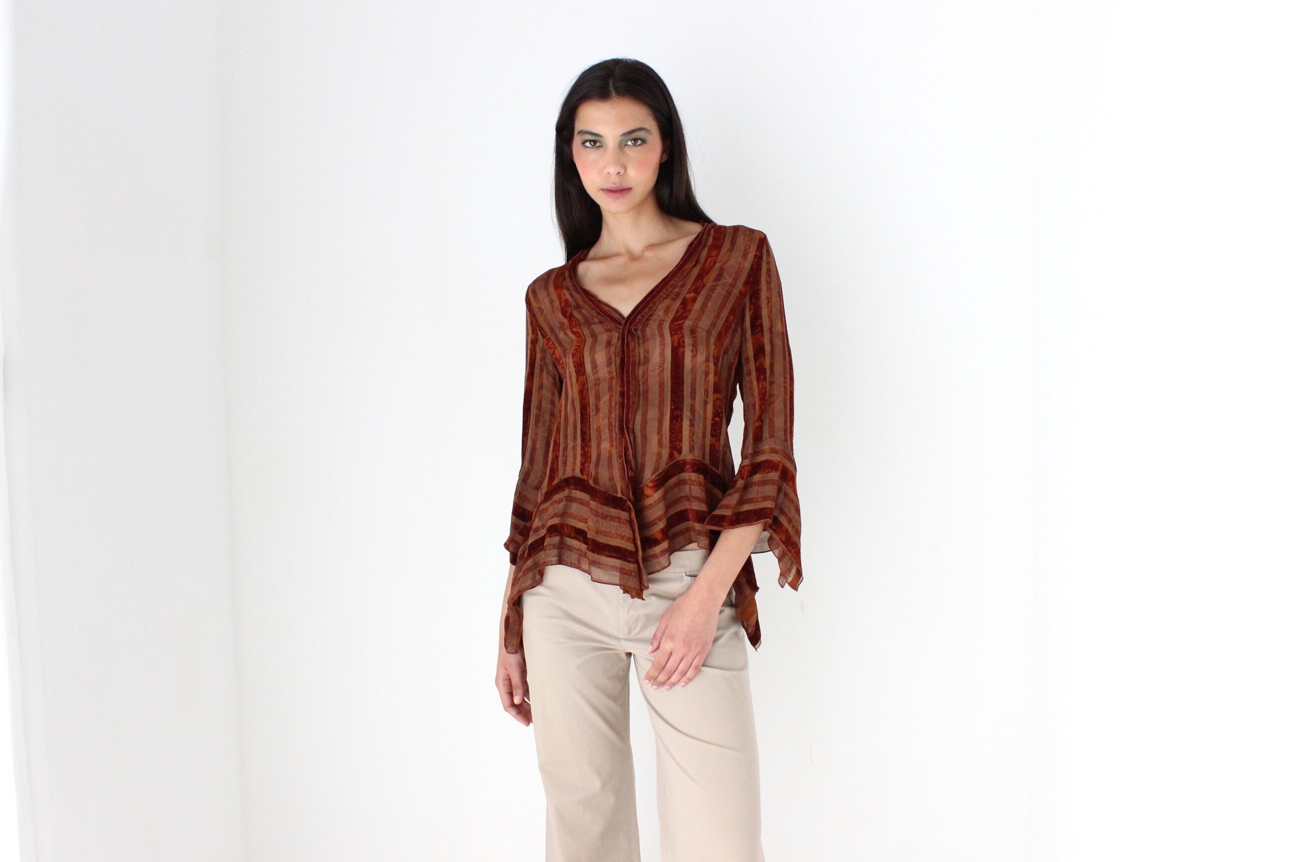 90s Witchy Gauze Whimsigoth Flare Sleeve Loose Top