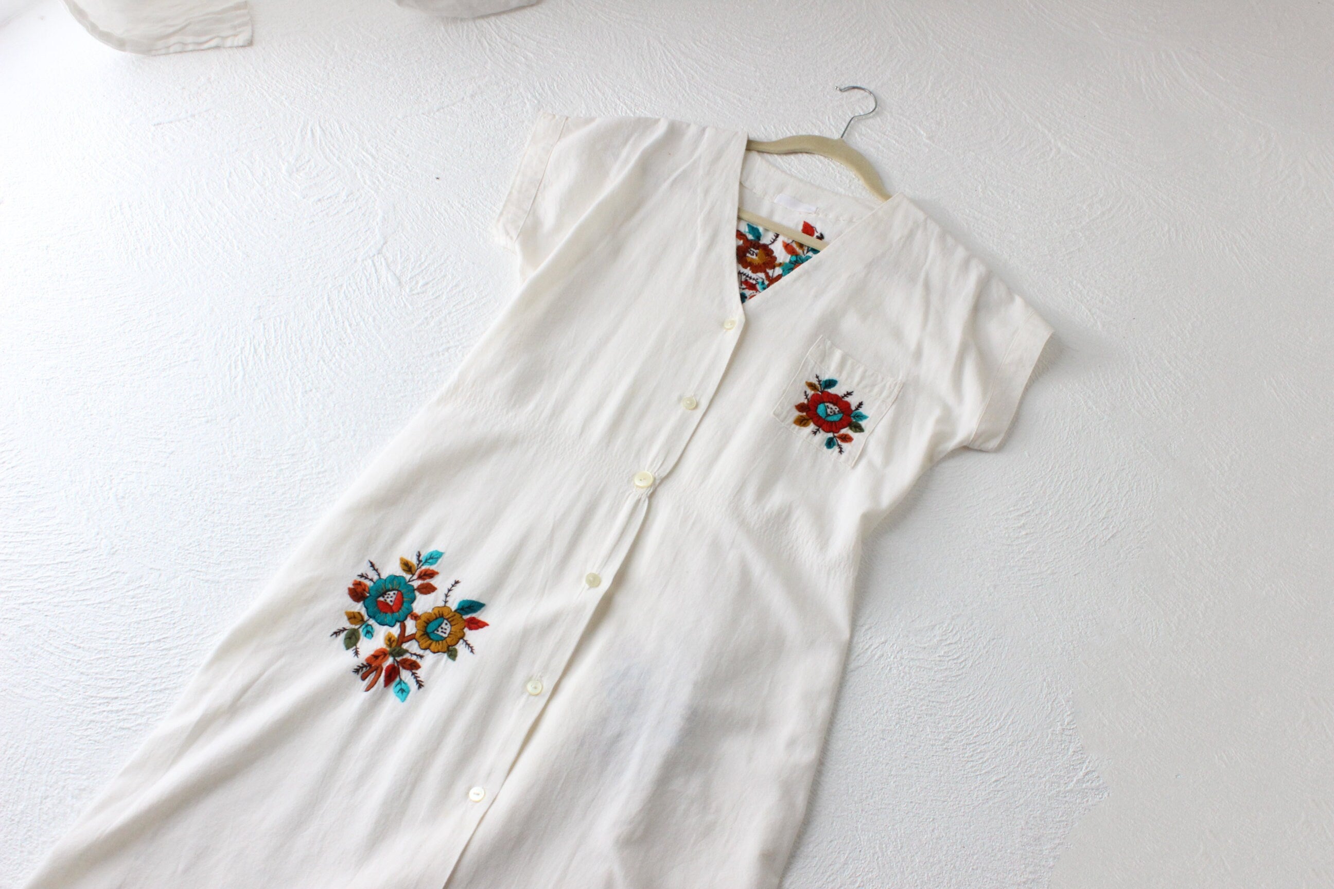 70s Spanish Vintage Embroidered Cotton Folk Dress