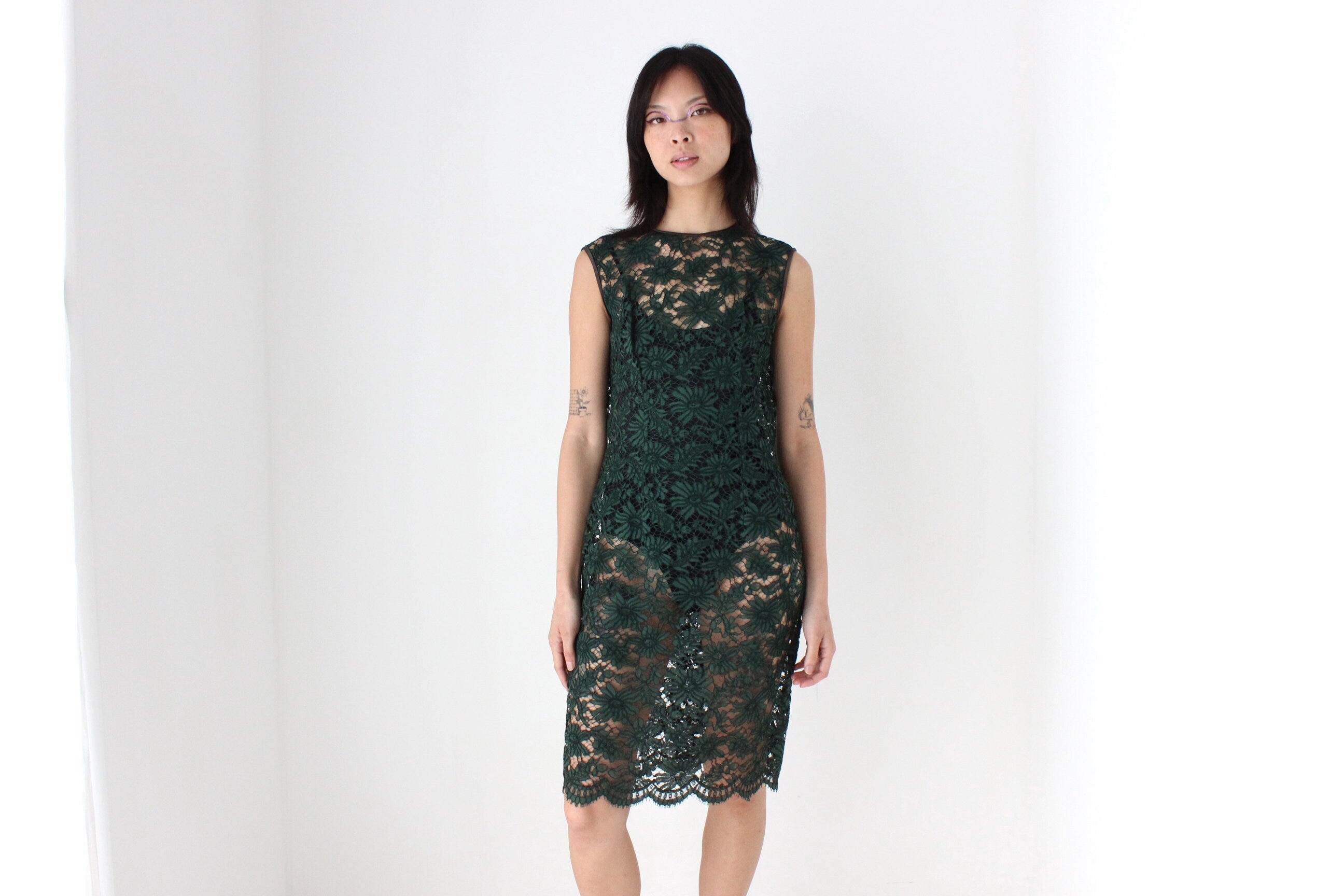 60s Italian Vintage Sheer Lace Dress