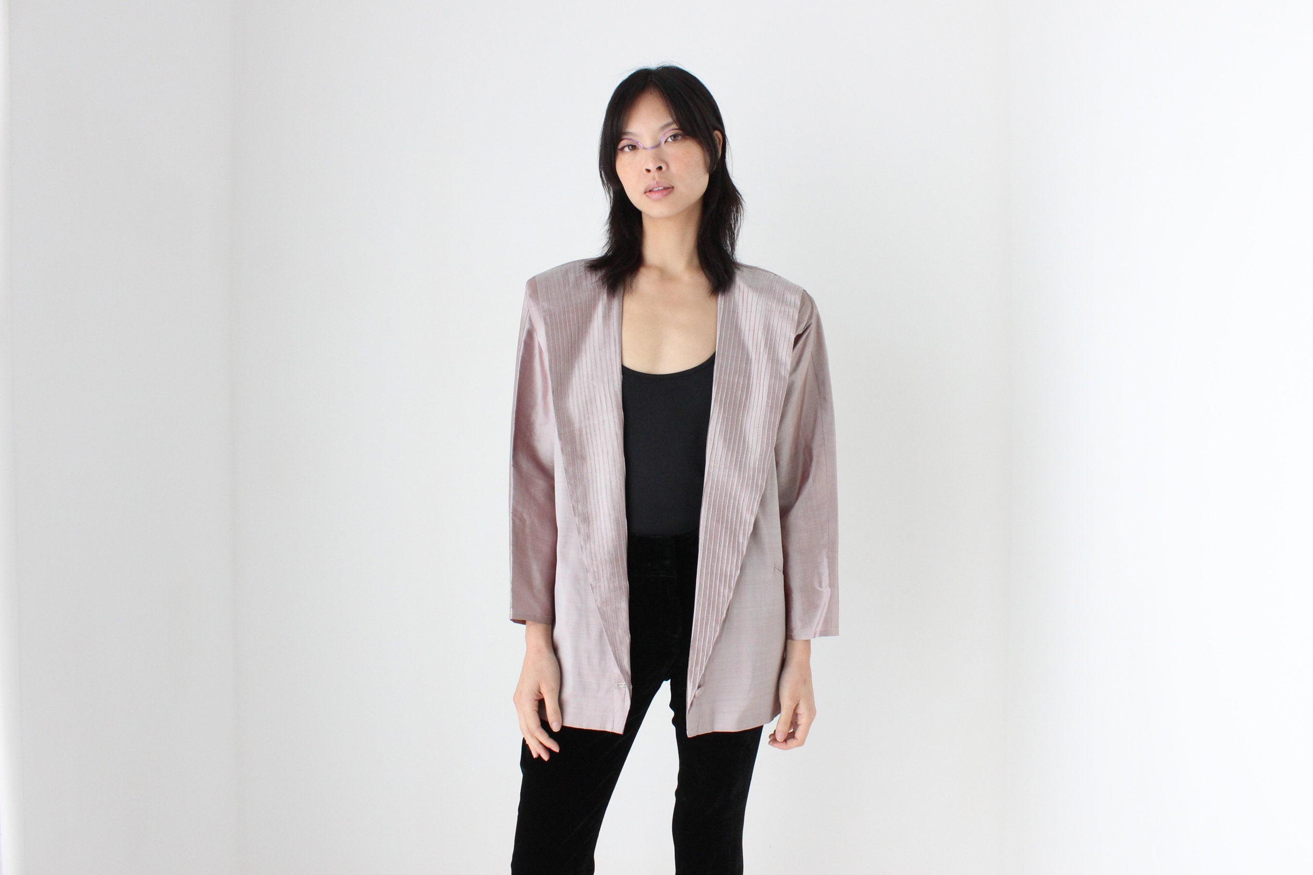 80s Mr Roboto Bold Shoulder Space Age Metallic Jacket