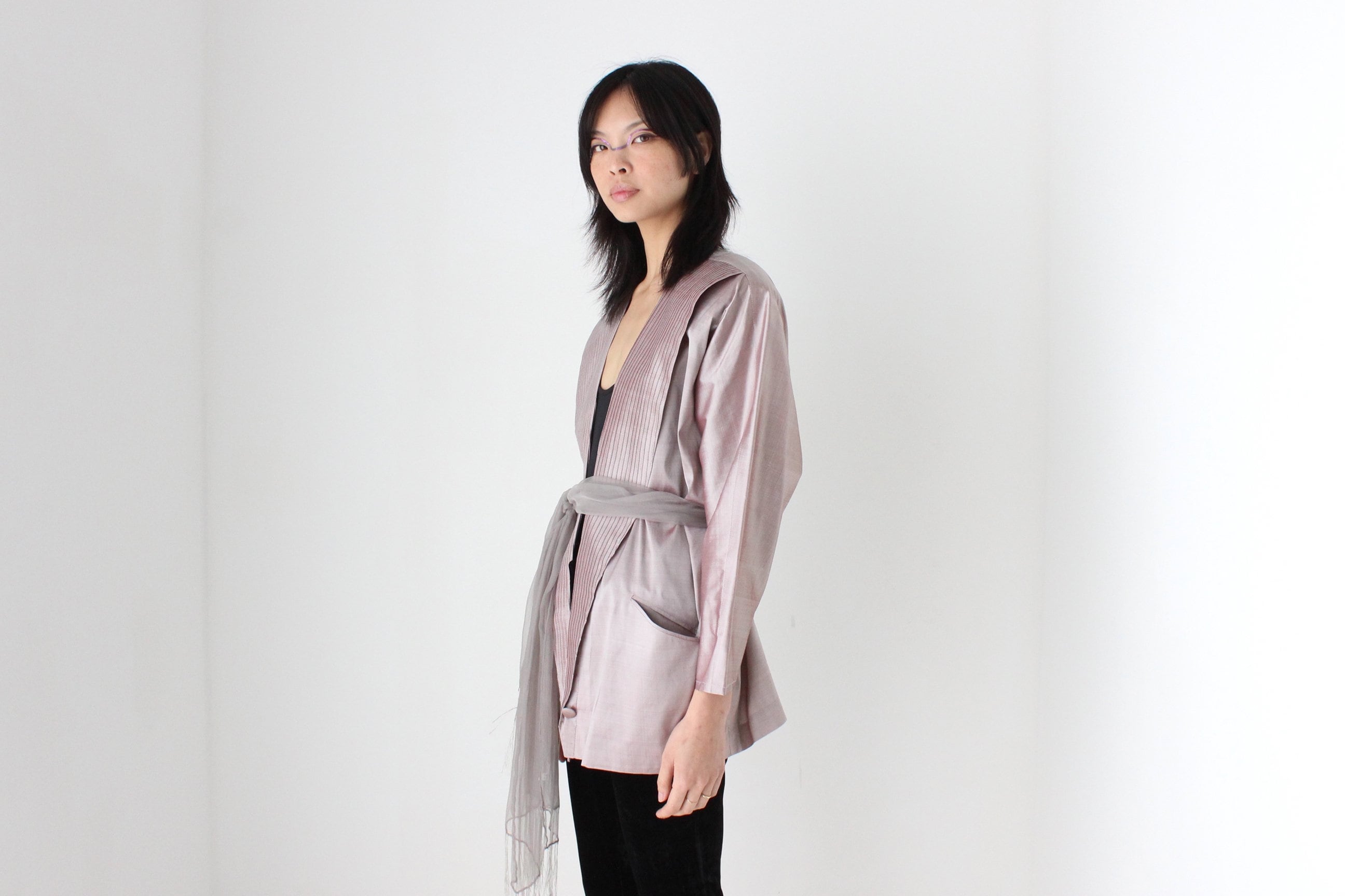 80s Mr Roboto Bold Shoulder Space Age Metallic Jacket