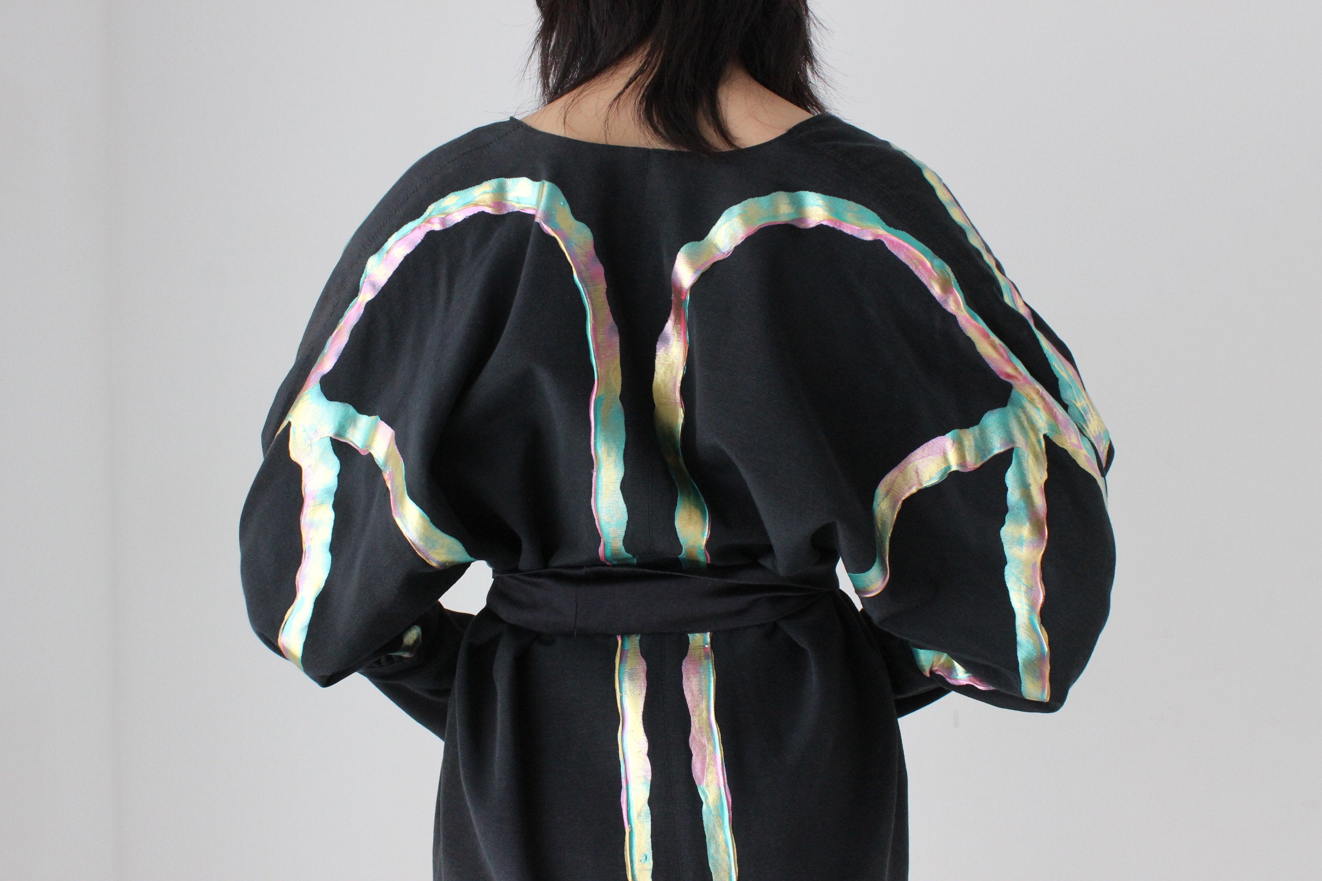 80s Collectible Terry & Toni Hand Painted Batwing Cocoon Kimono Jacket