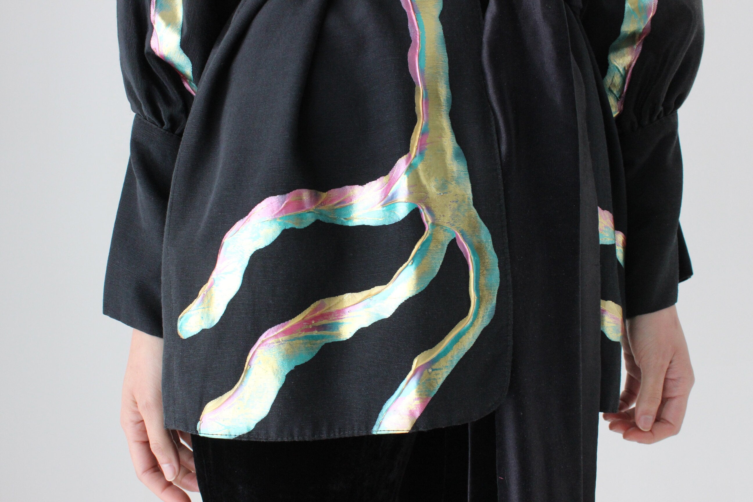 80s Collectible Terry & Toni Hand Painted Batwing Cocoon Kimono Jacket