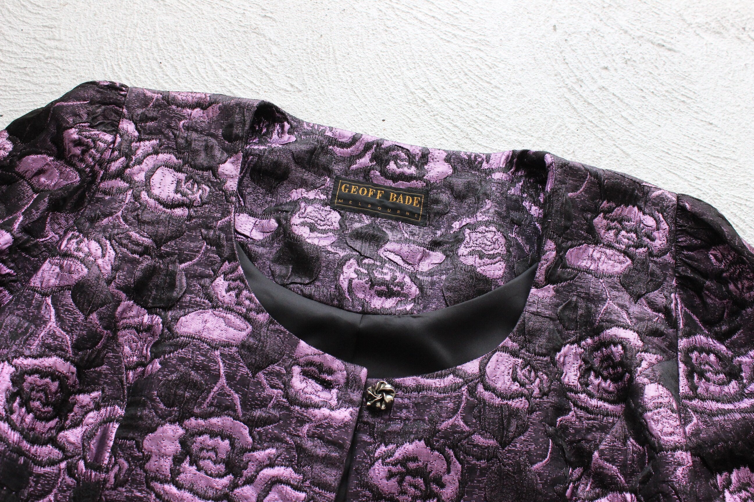 80s Metallic Jacquard Bold Shoulder Bustier Blazer Top