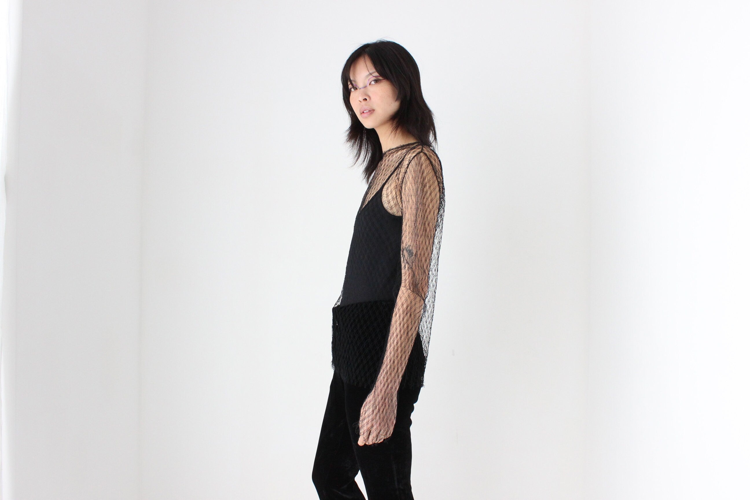 90s DOLCE & GABBANA Highly Collectible Sheer Fishnet Top