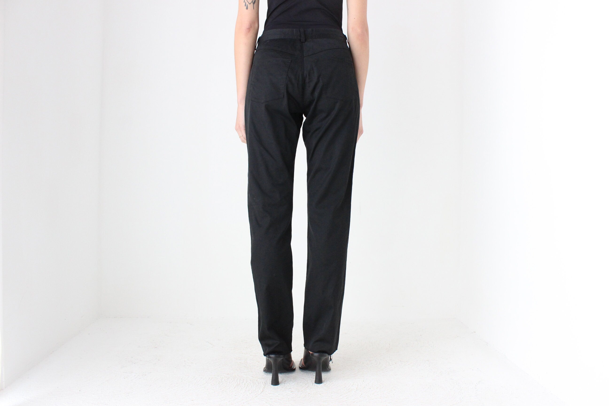 90s Gai Mattiolo Couture Italian Vintage Abstract Satin Jeans