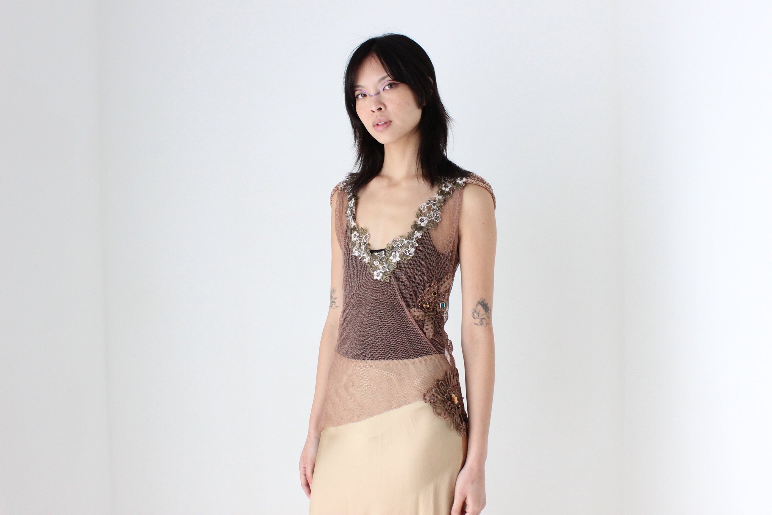 Fabulous Y2K Whimsigoth Fairy Textured 3D Fishnet Top