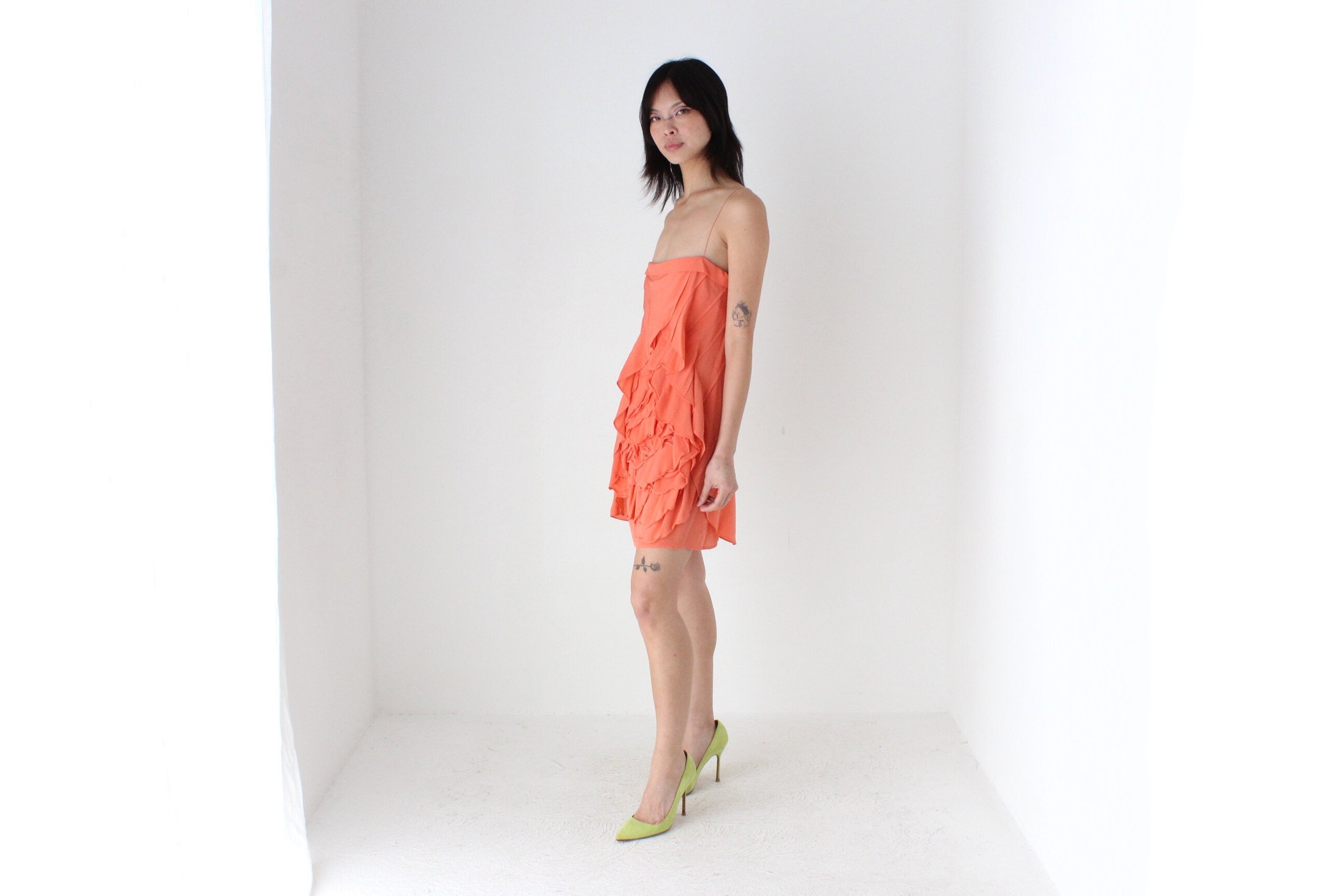 2000s ROBERT RODRIGUEZ Silk 3D Ruffle Rosette Mini / Top