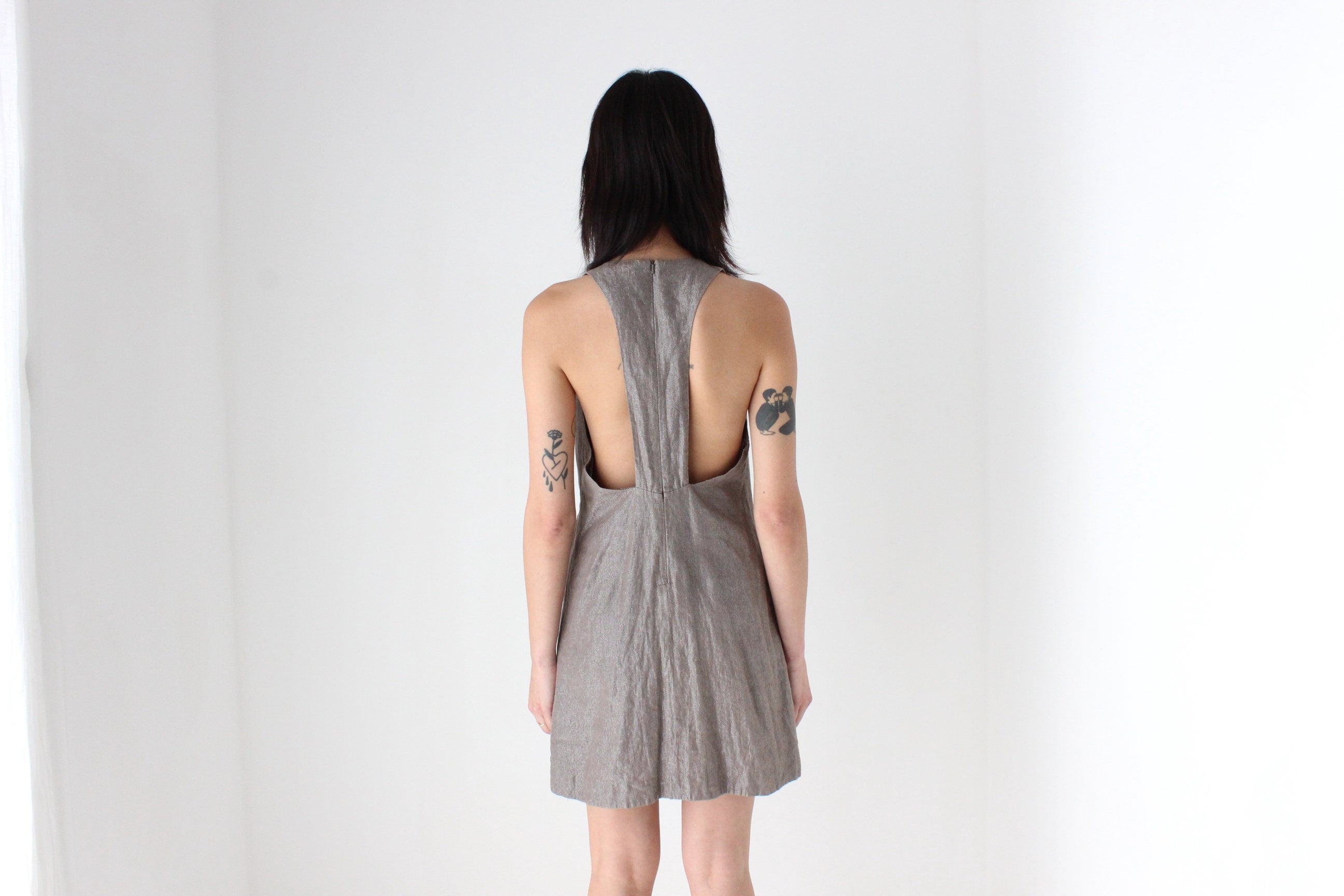 Y2K Topshop Metallic Linen Blend Understated Party Dress