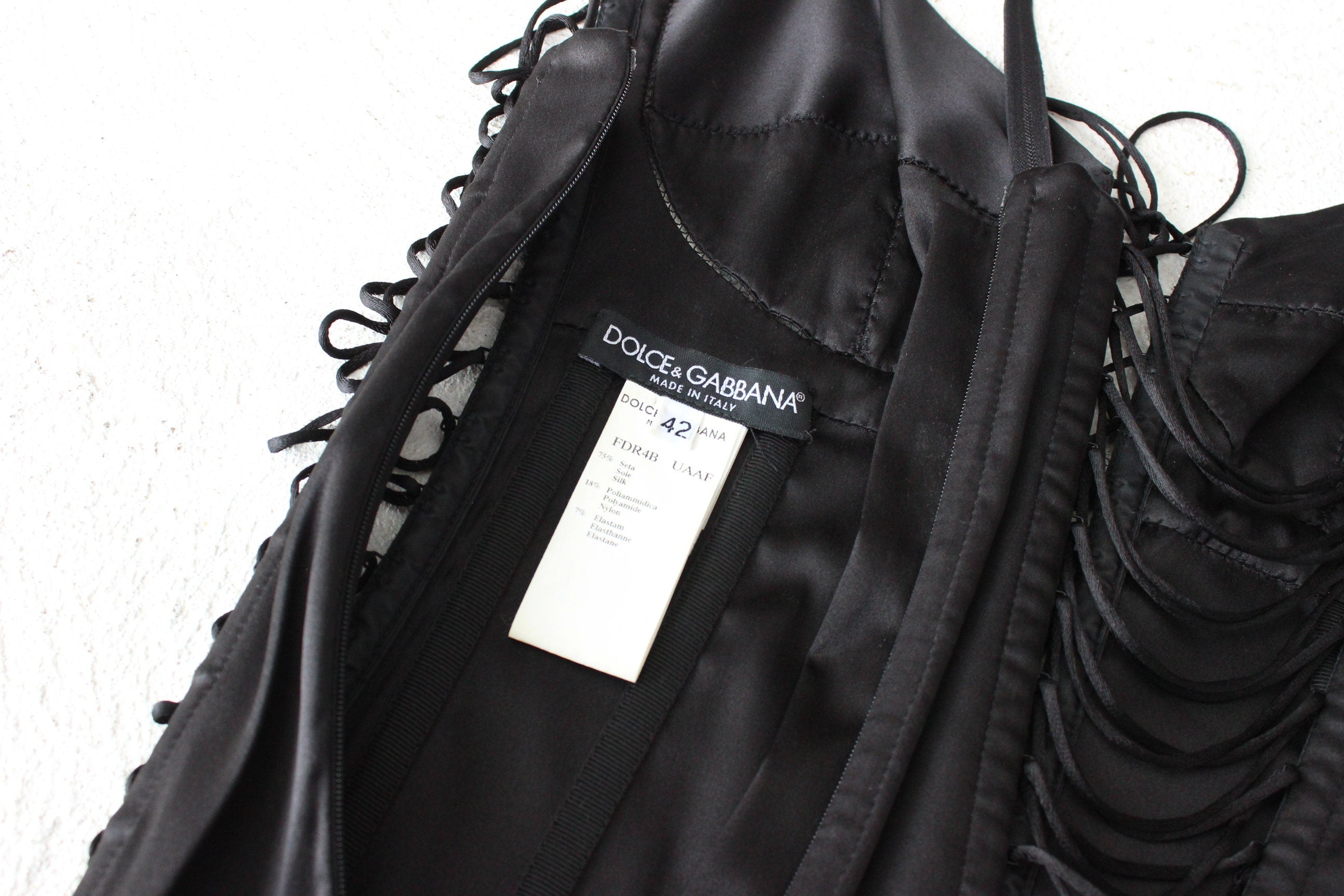 2003 Archival DOLCE & GABBANA Stretch Silk Satin Lace Up Corset Dress