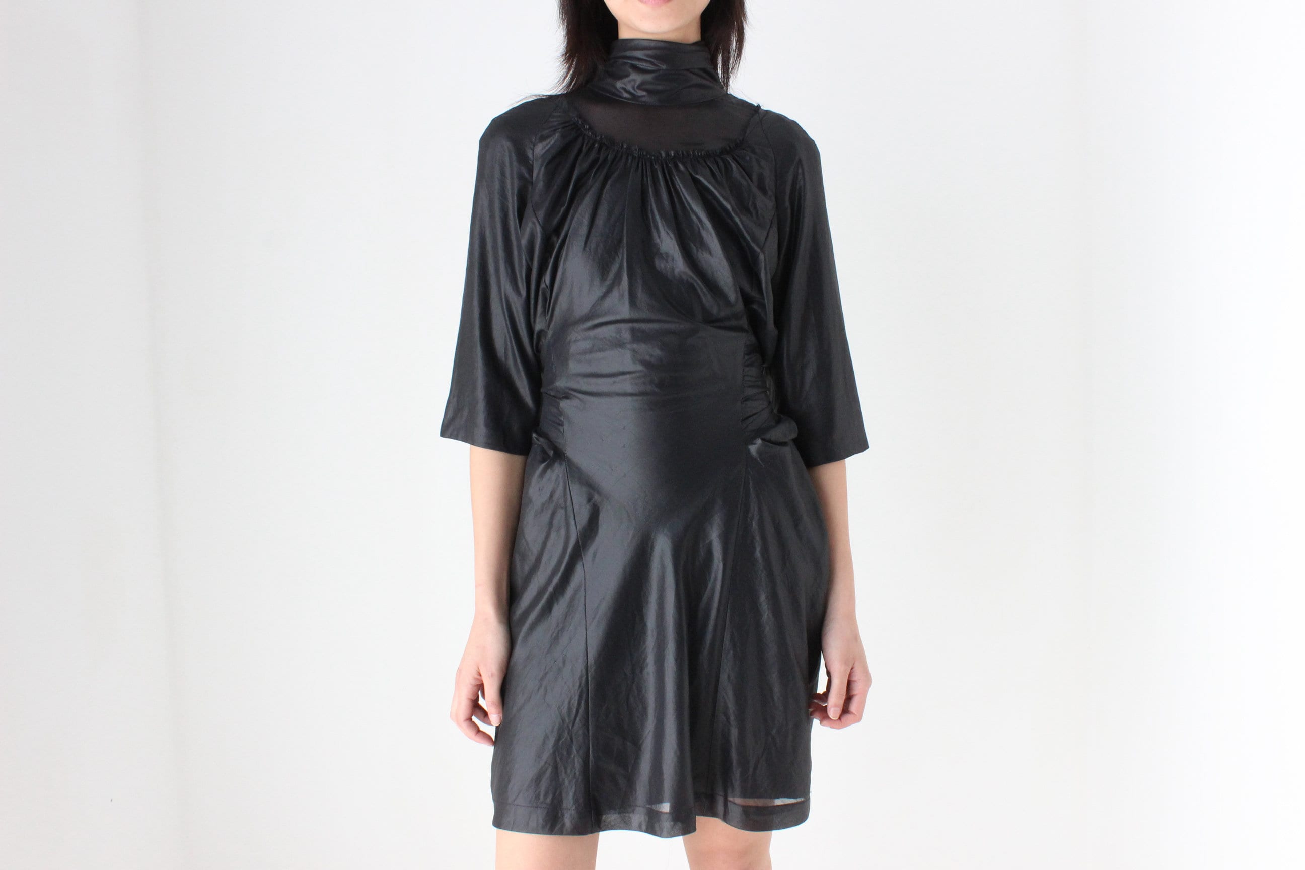 2000s Nicola Finetti Luxury Metallic Leather-Look Party Dress