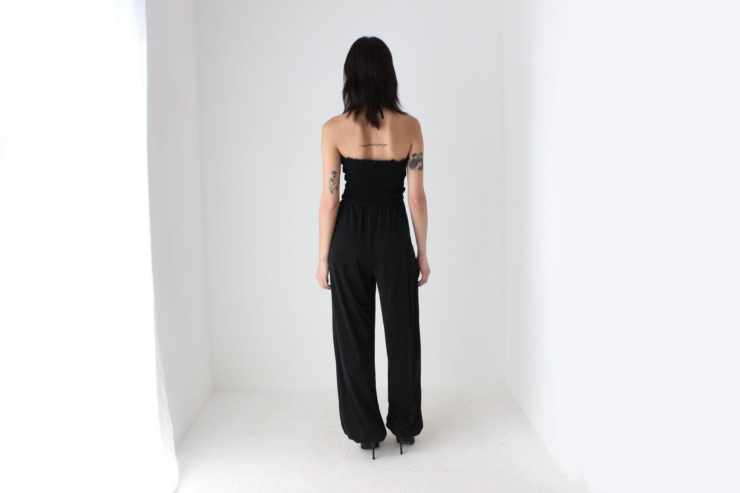 70s Ruched Halter Neck Harem Disco Studio 54 Jumpsuit