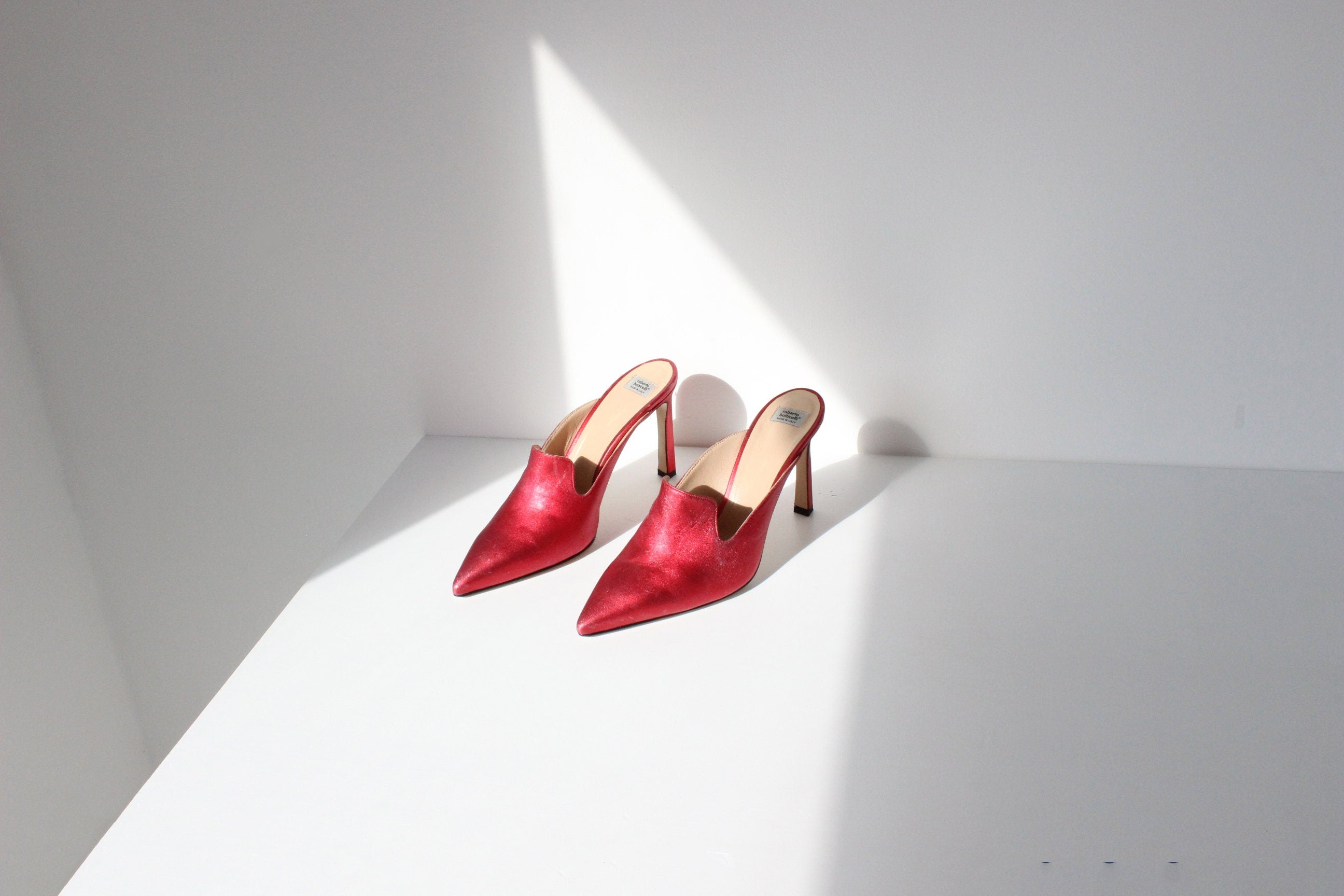 2000s Roberto Botticelli Metallic Leather Mules ~ Euro 40