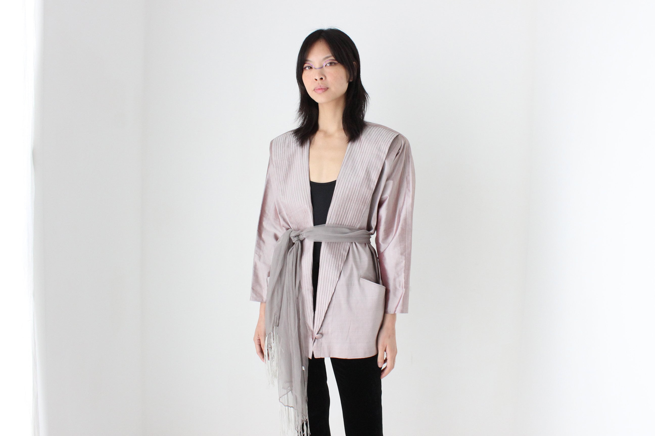 80s Mr Roboto Bold Shoulder Space Age Metallic Jacket