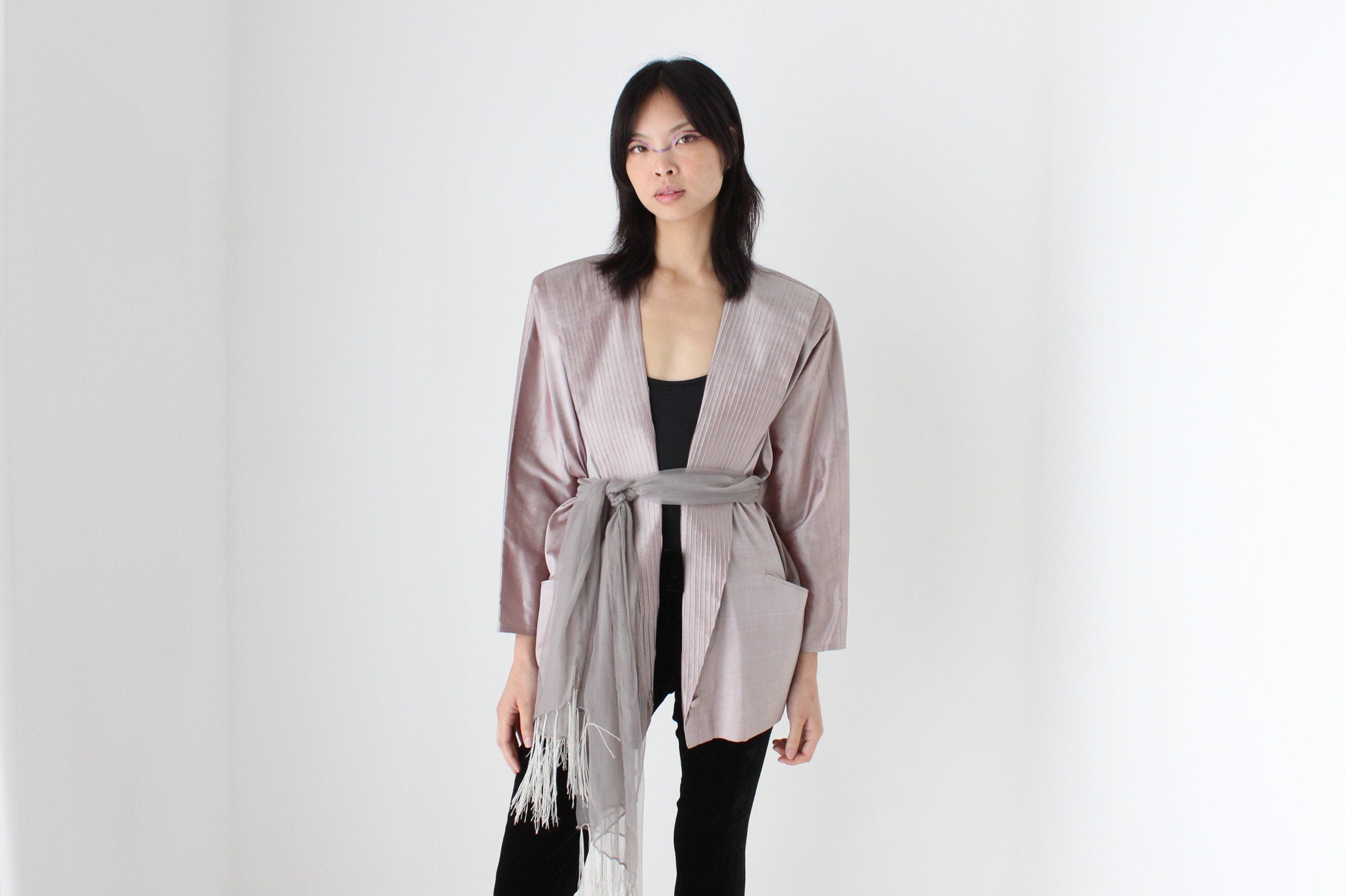 80s Mr Roboto Bold Shoulder Space Age Metallic Jacket