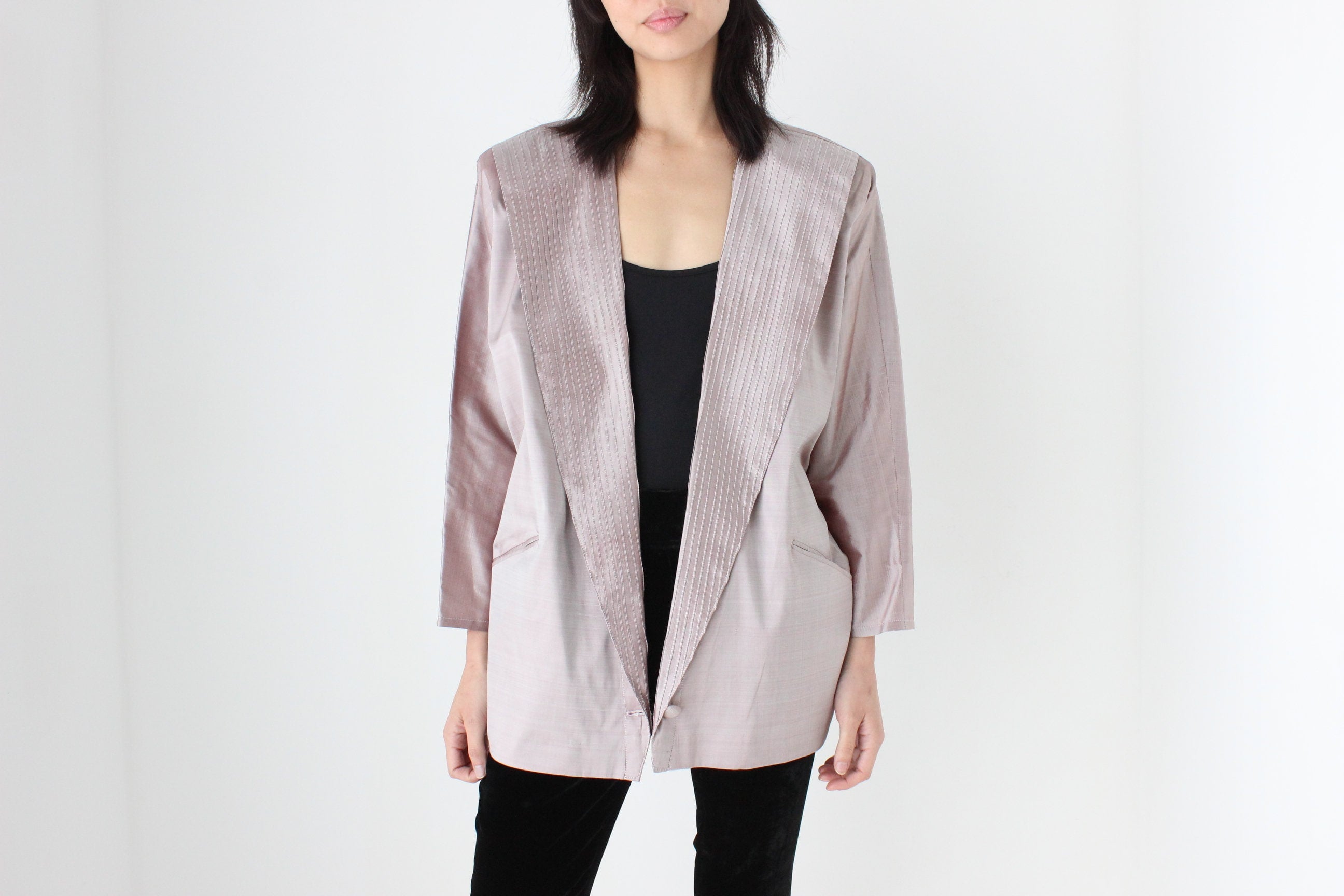 80s Mr Roboto Bold Shoulder Space Age Metallic Jacket