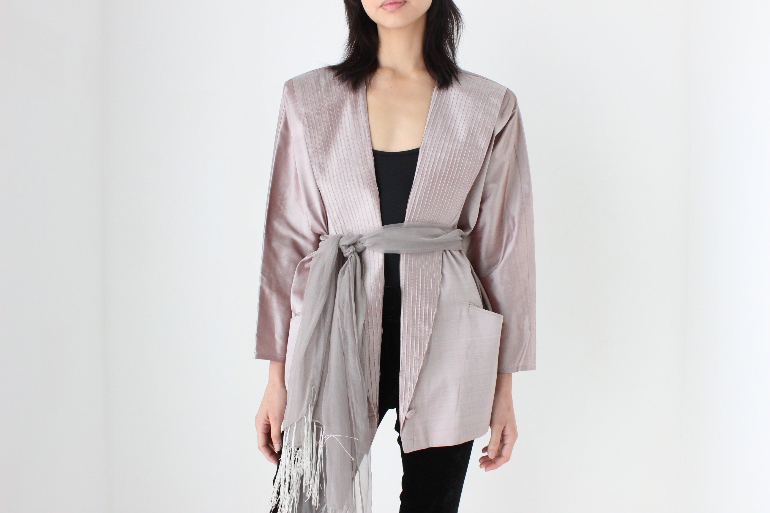 80s Mr Roboto Bold Shoulder Space Age Metallic Jacket