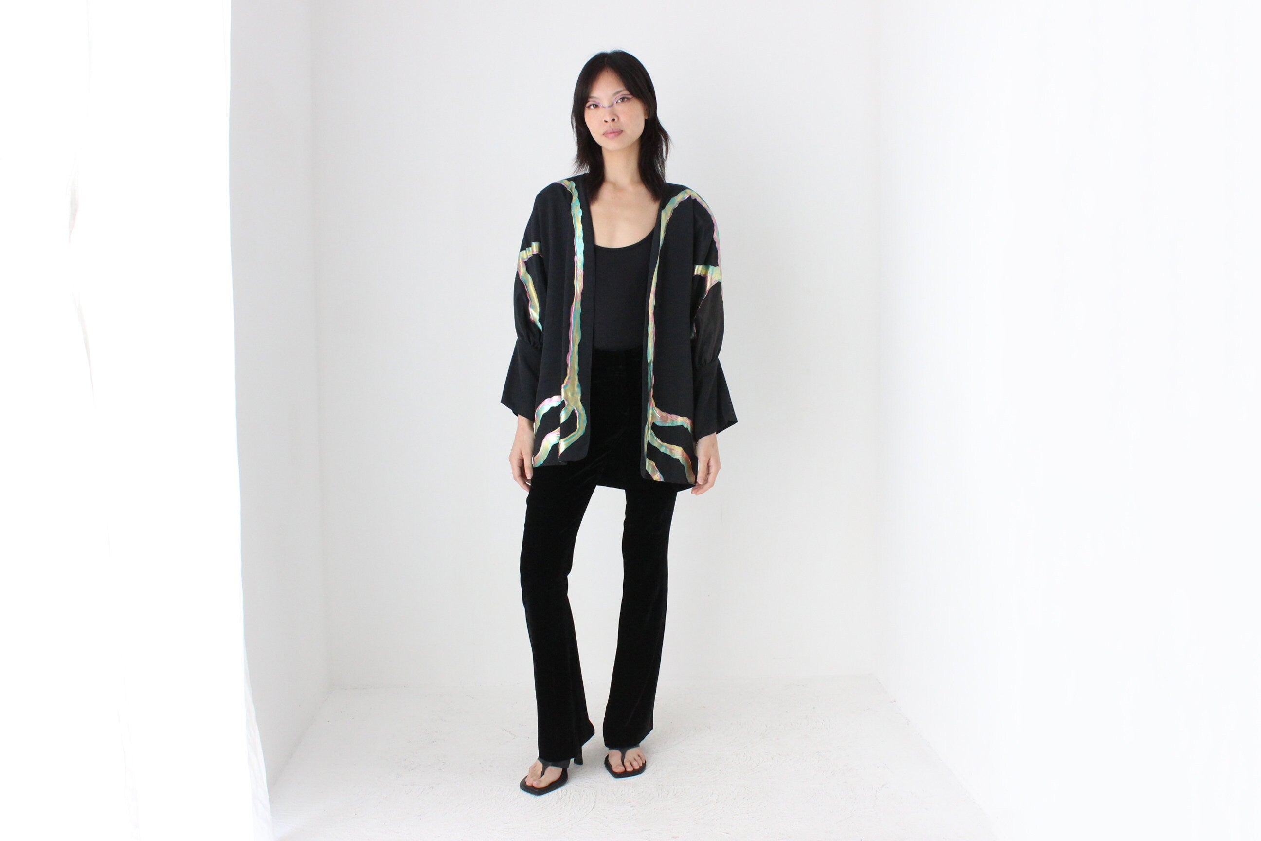 80s Collectible Terry & Toni Hand Painted Batwing Cocoon Kimono Jacket