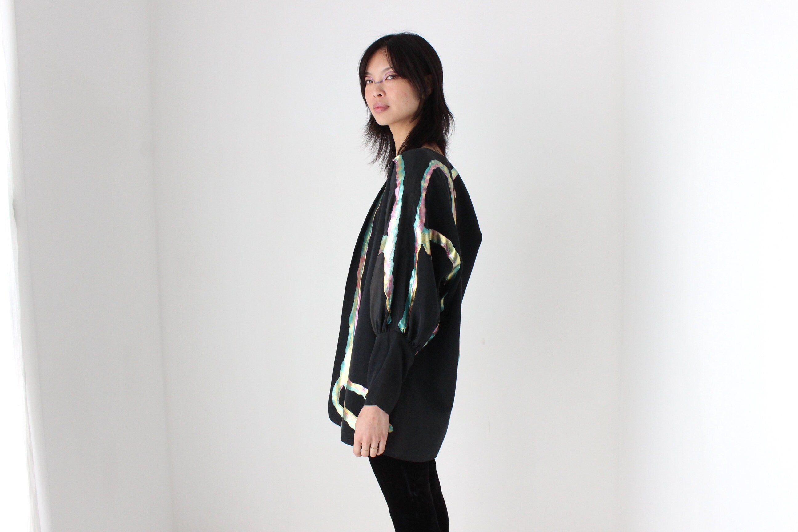80s Collectible Terry & Toni Hand Painted Batwing Cocoon Kimono Jacket