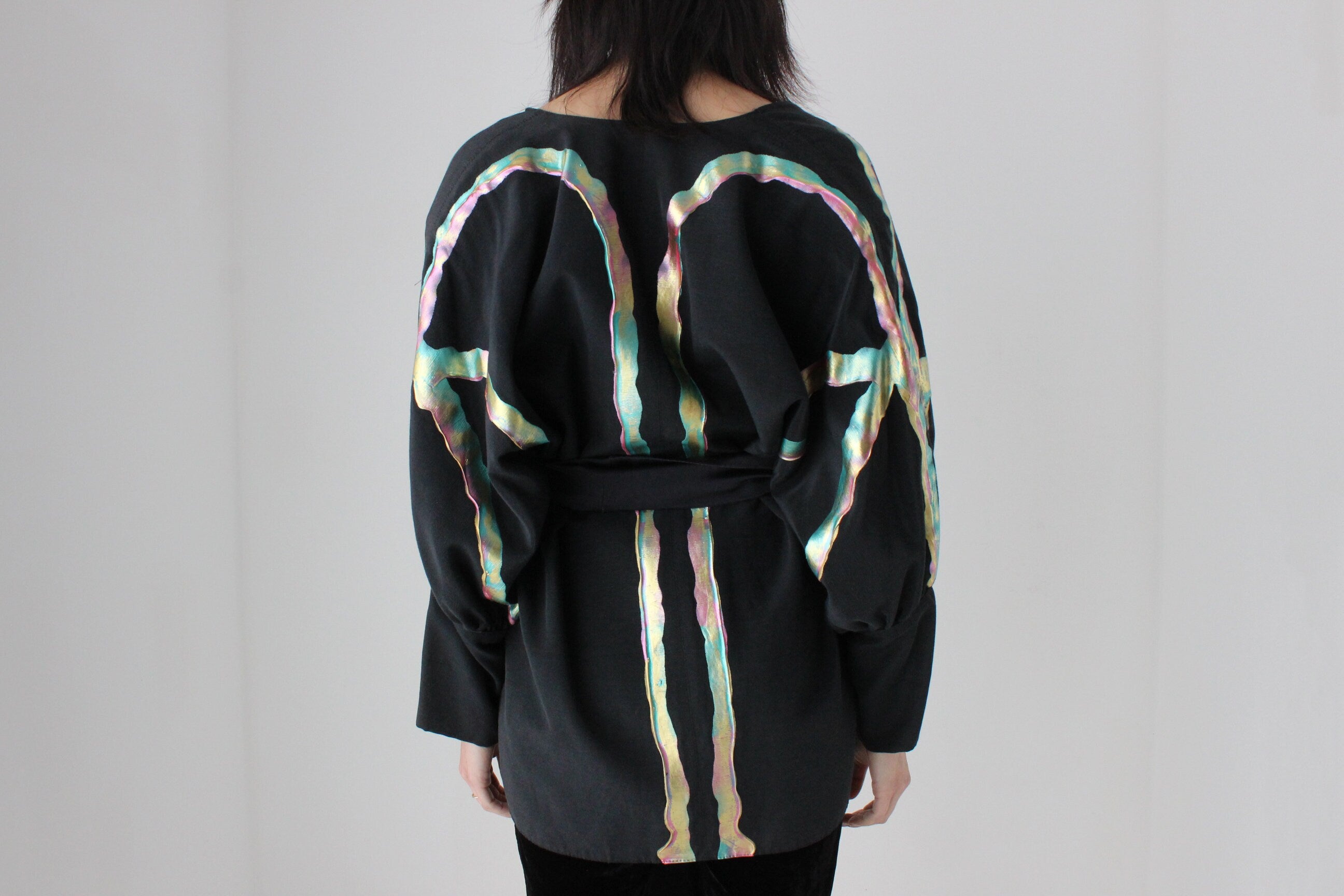 80s Collectible Terry & Toni Hand Painted Batwing Cocoon Kimono Jacket