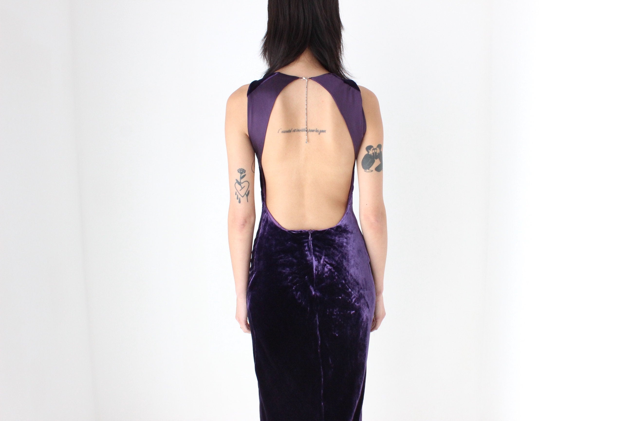 90s Lisa Ho Elegant Velvet High Neck Backless Party Gown