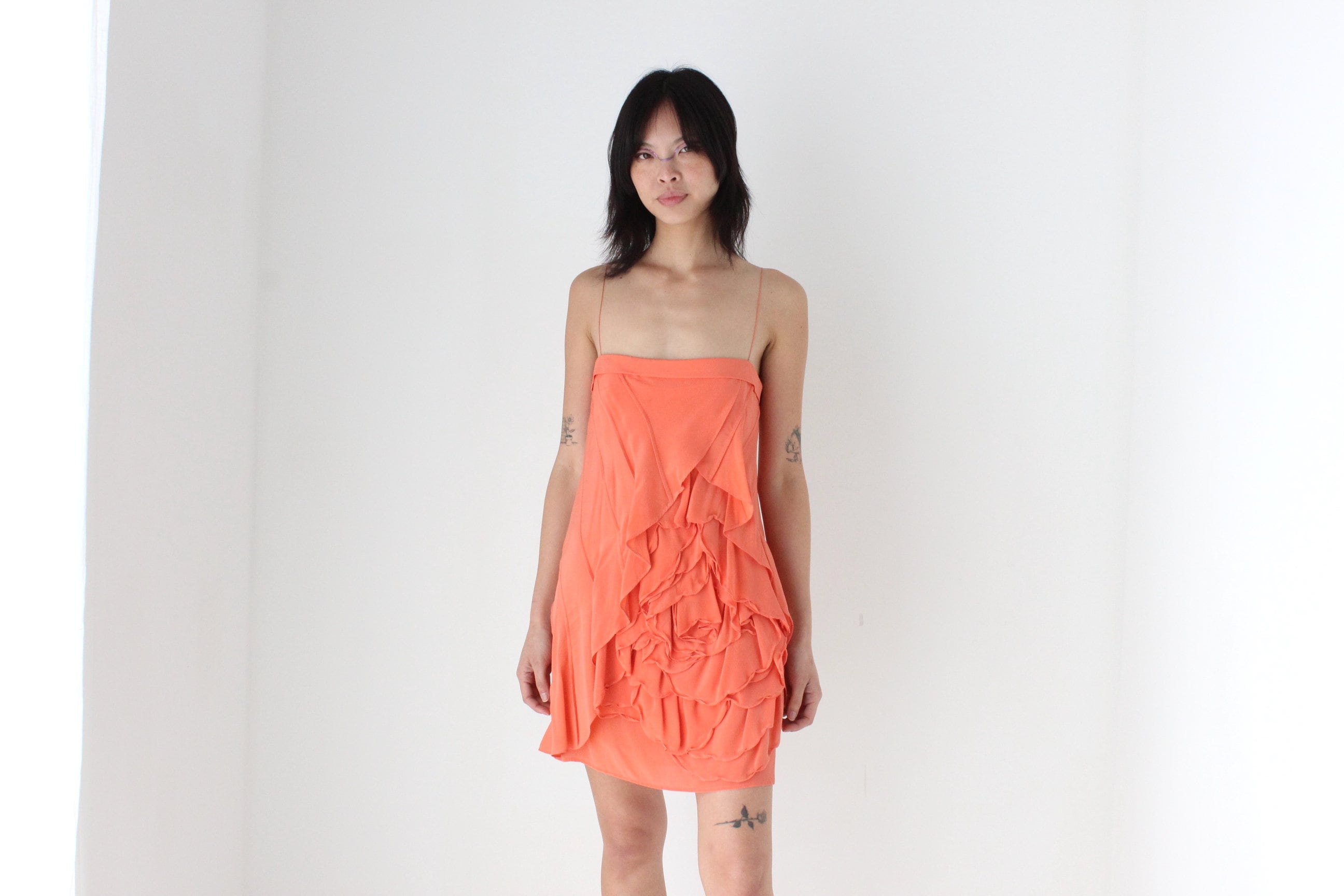 2000s ROBERT RODRIGUEZ Silk 3D Ruffle Rosette Mini / Top