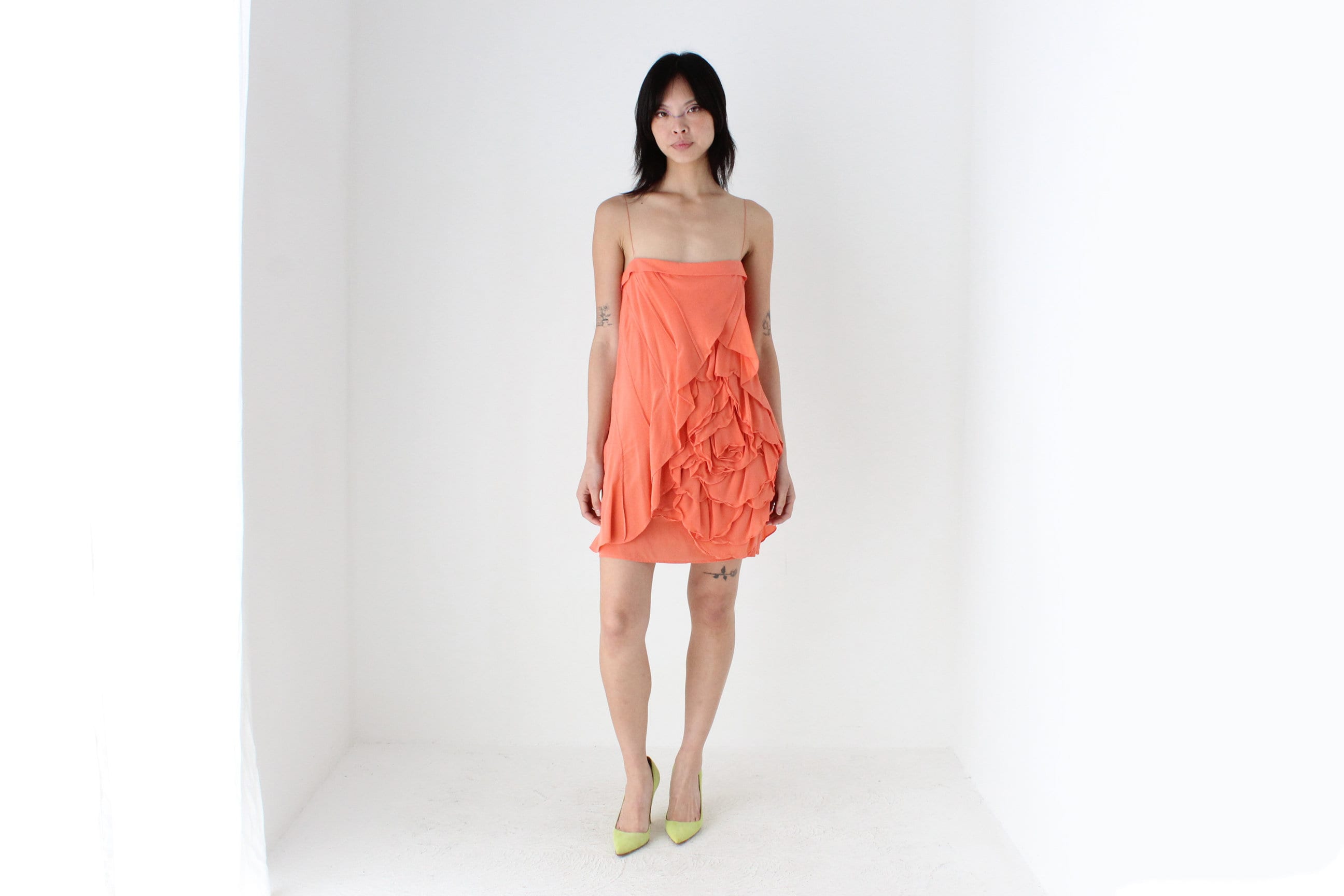 2000s ROBERT RODRIGUEZ Silk 3D Ruffle Rosette Mini / Top