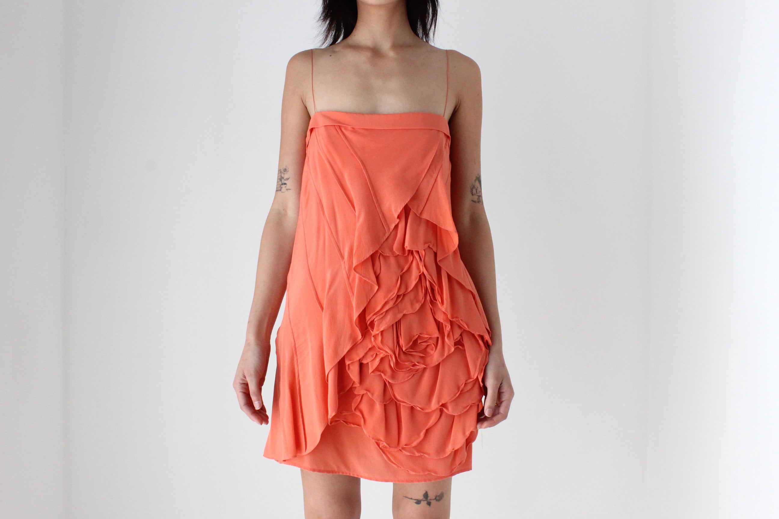2000s ROBERT RODRIGUEZ Silk 3D Ruffle Rosette Mini / Top