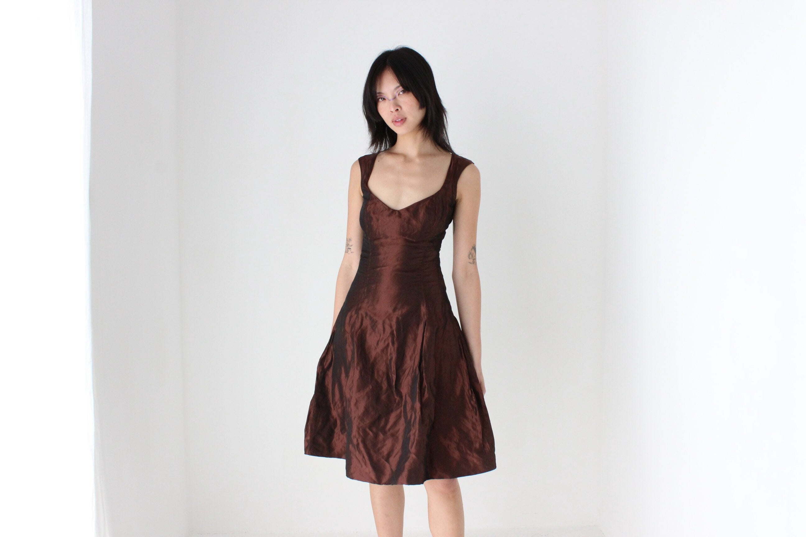 90s LA PERLA Metallic Fitted Bustier Party Dress