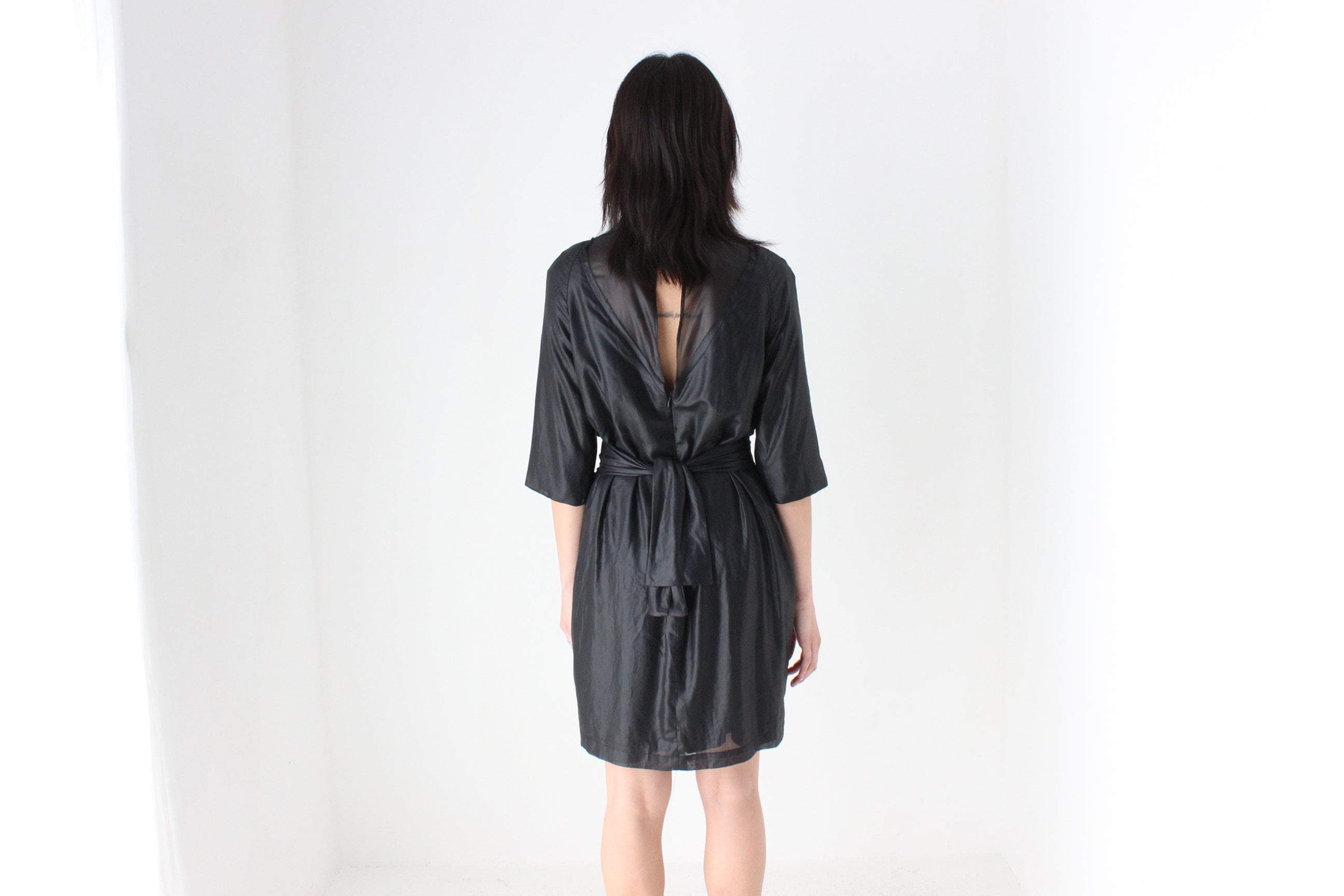 2000s Nicola Finetti Luxury Metallic Leather-Look Party Dress